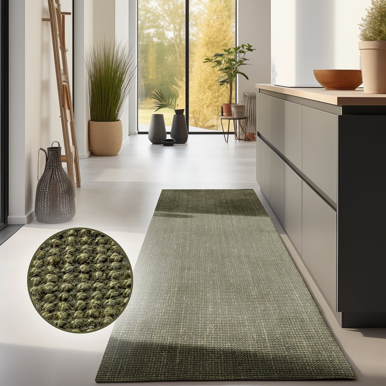 Tapis de Couloir en Jute Bouclé - Vert – STUDIO DECO