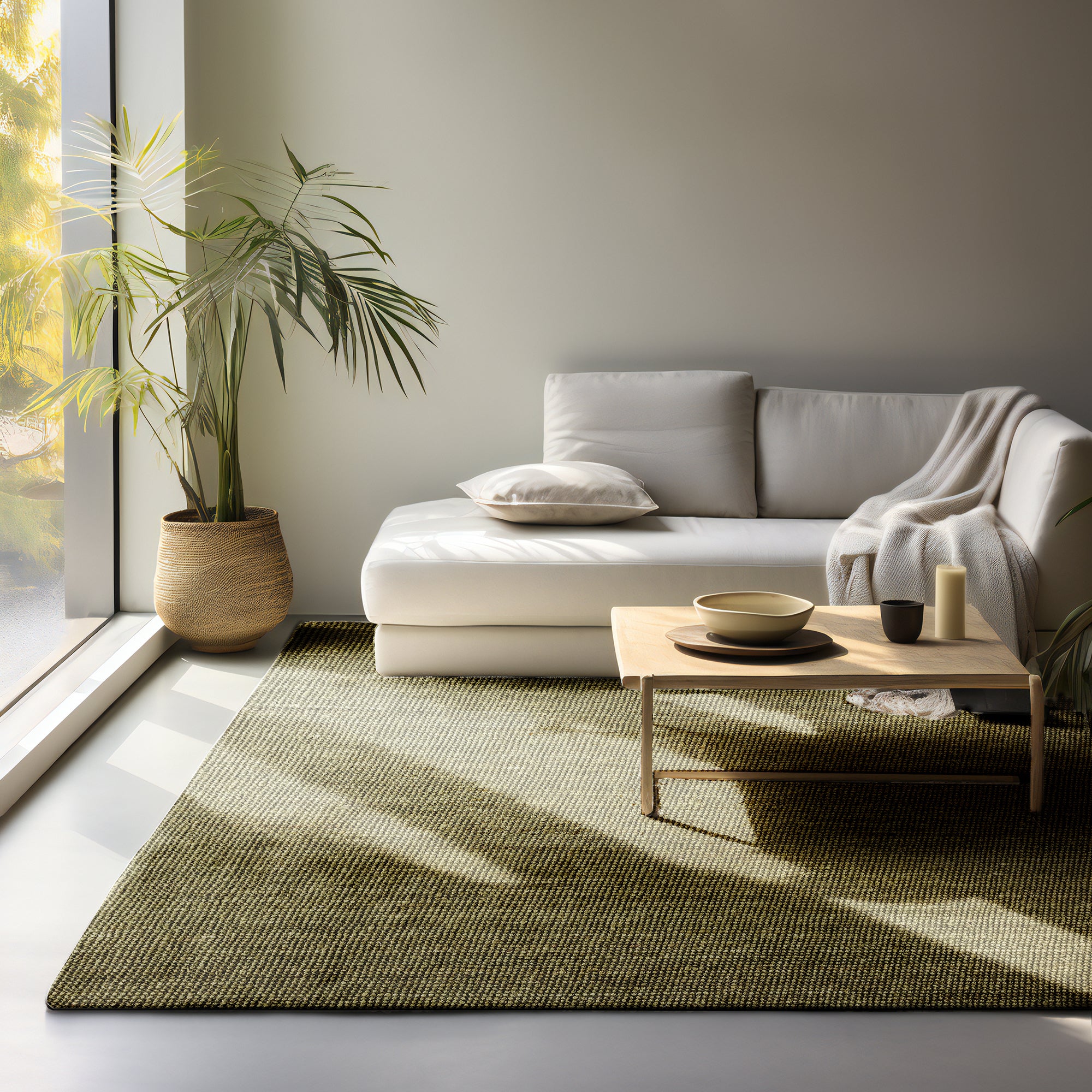 Tapis en Jute Bouclé JAIPUR Vert – STUDIO DECO