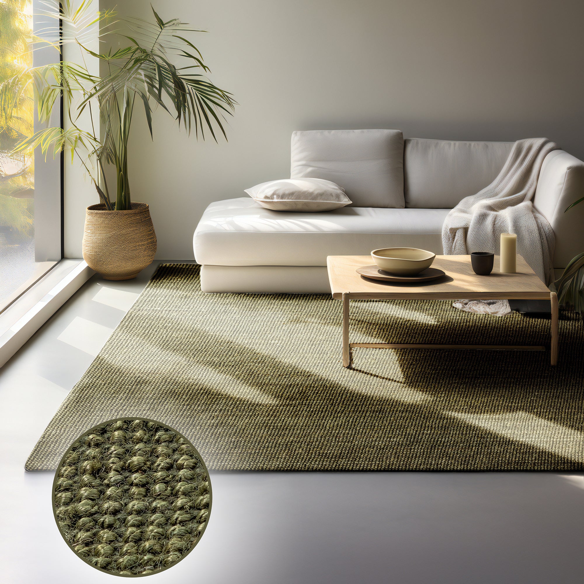 Tapis en Jute Bouclé JAIPUR Vert – STUDIO DECO