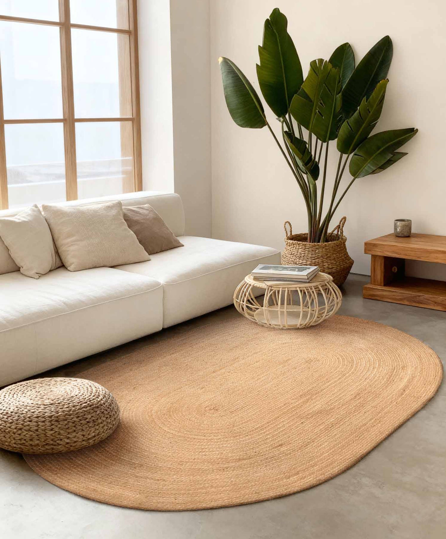 Tapis Ovale en Jute MAHAL Beige – STUDIO DECO