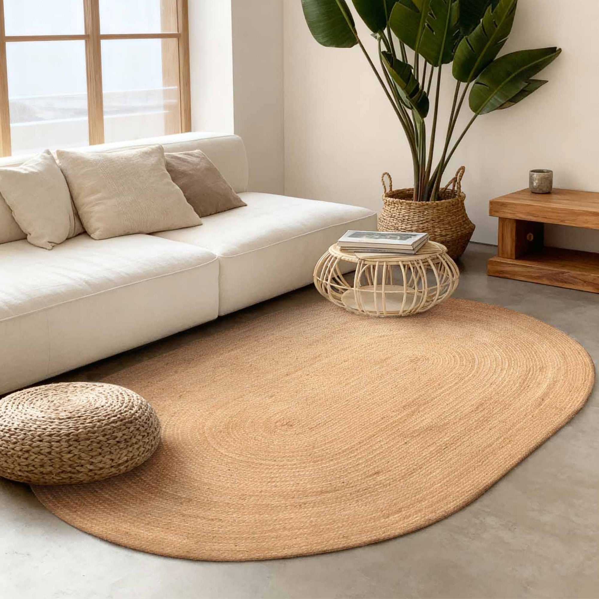 Tapis Ovale en Jute MAHAL Beige – STUDIO DECO