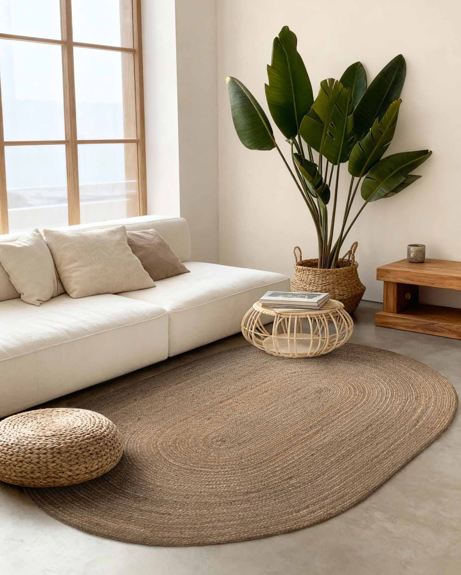 Tapis Ovale en Jute MAHAL Marron – STUDIO DECO