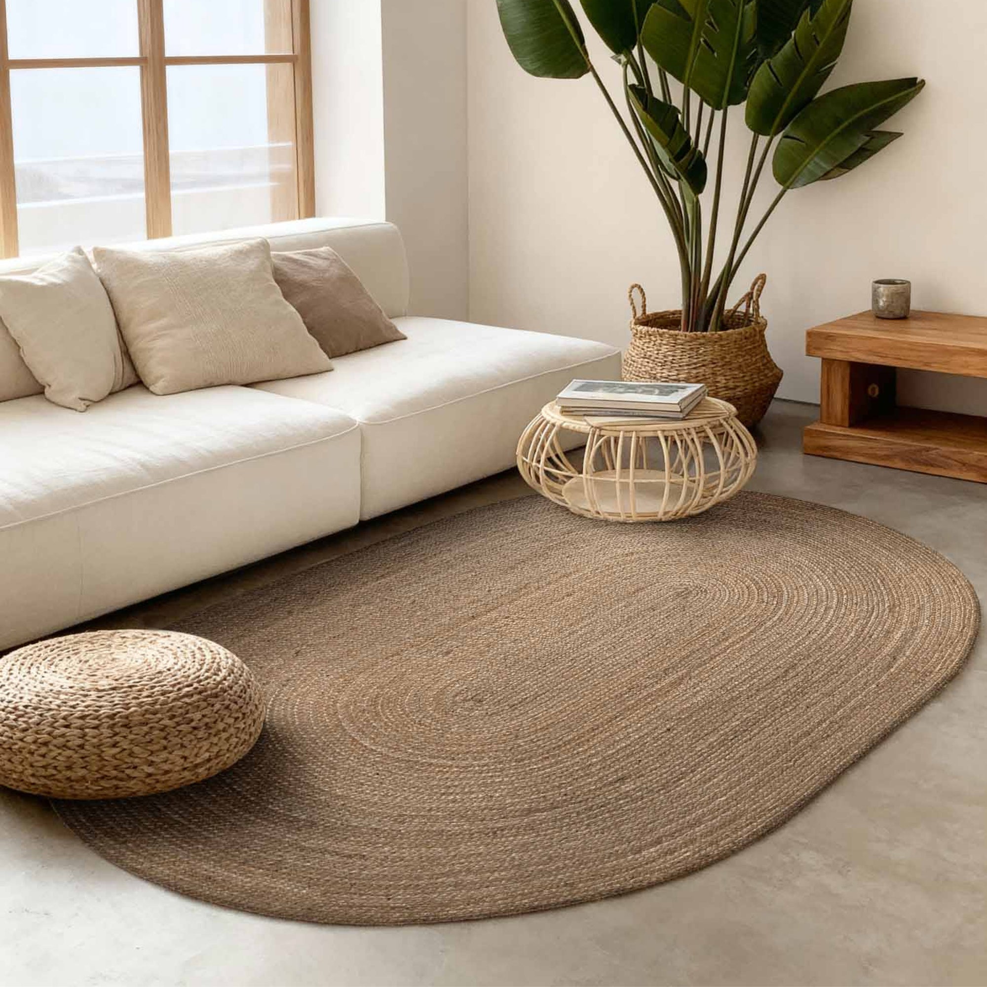 Tapis Ovale en Jute MAHAL Marron – STUDIO DECO