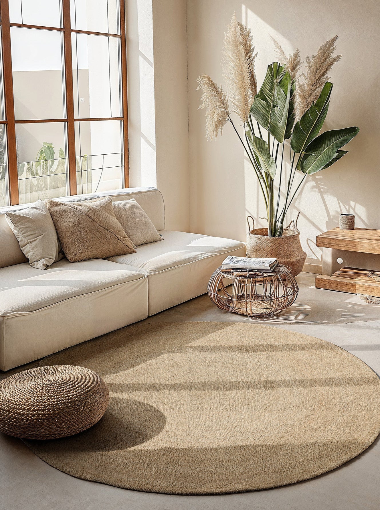 Tapis Rond en Jute MAHAL Ivoire – STUDIO DECO