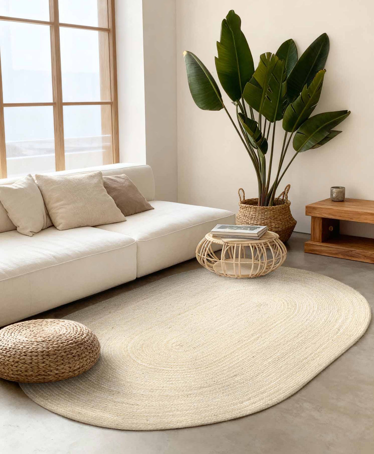 Tapis Ovale en Jute MAHAL Ivoire – STUDIO DECO