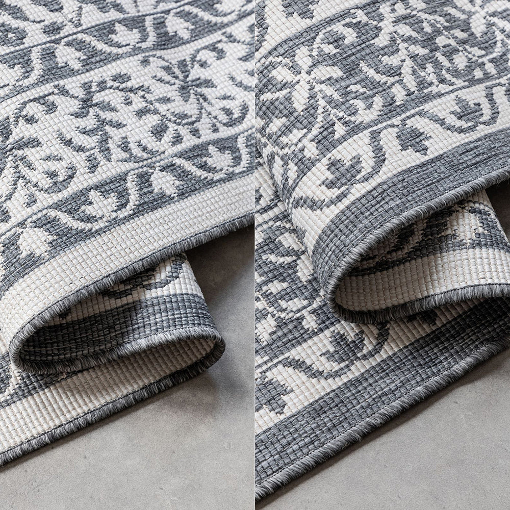 Tapis Extérieur Réversible TIRAZ Crème et Gris
