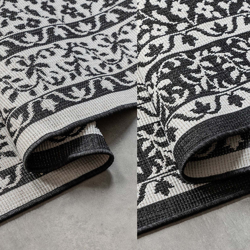 Tapis Extérieur Réversible TIRAZ Crème et Noir