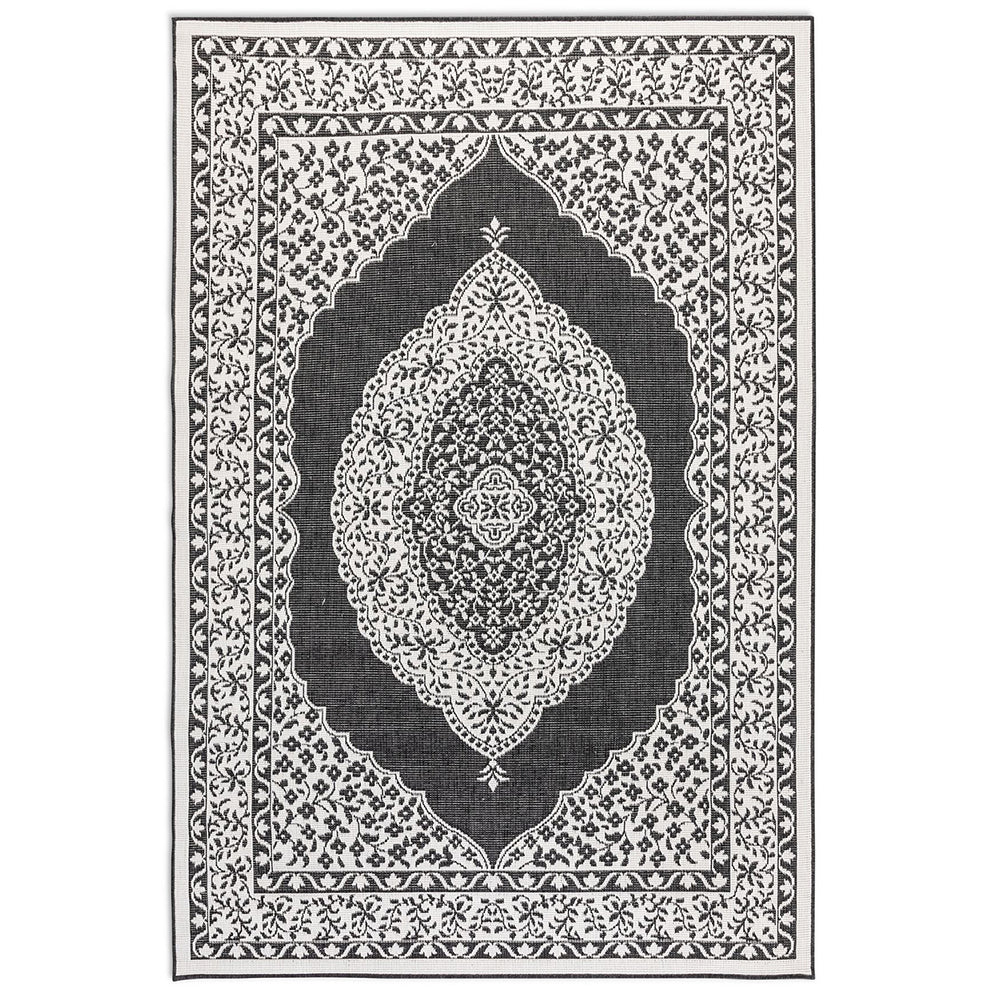 Tapis Extérieur Réversible TIRAZ Crème et Noir