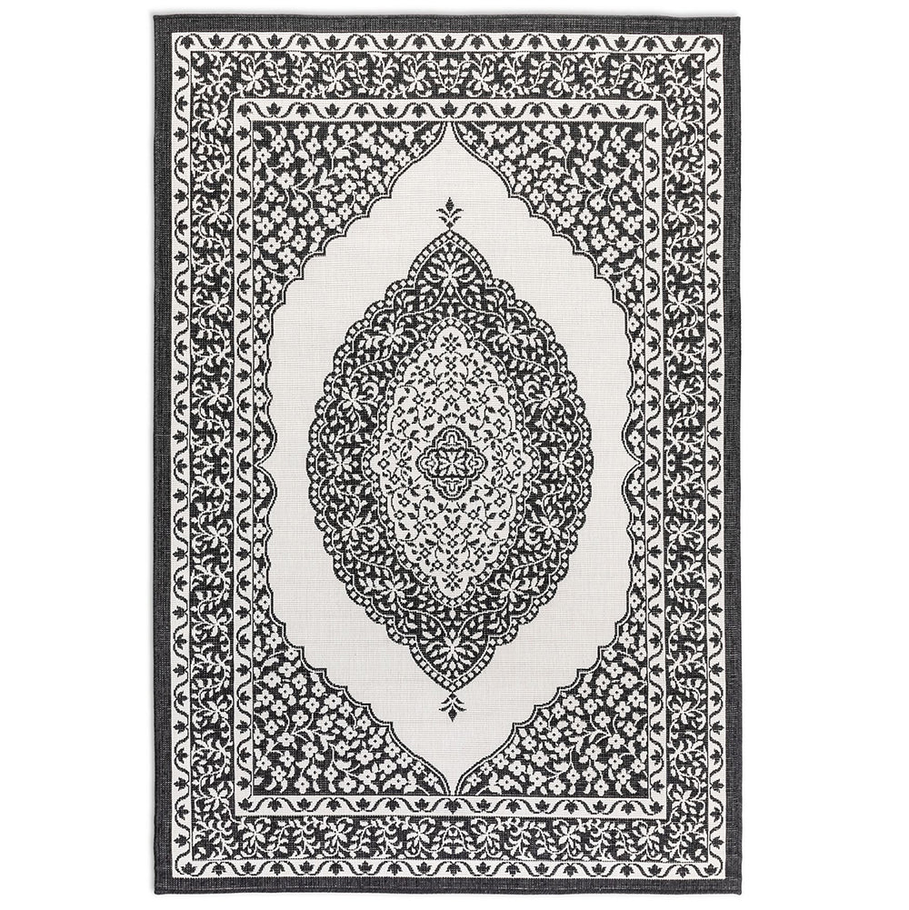 Tapis Extérieur Réversible TIRAZ Crème et Noir