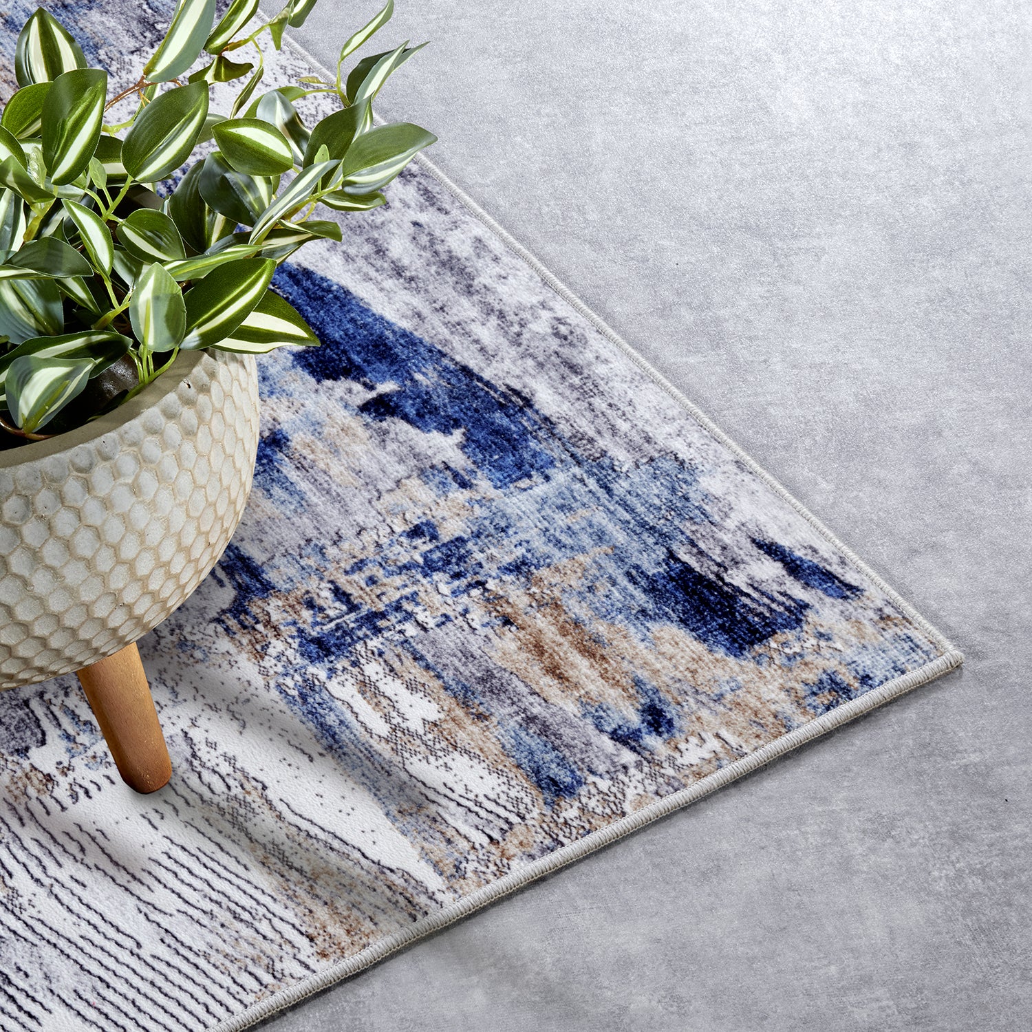 Tapis à motifs Abstrait Bleu et Beige - ELLE Decoration – STUDIO DECO