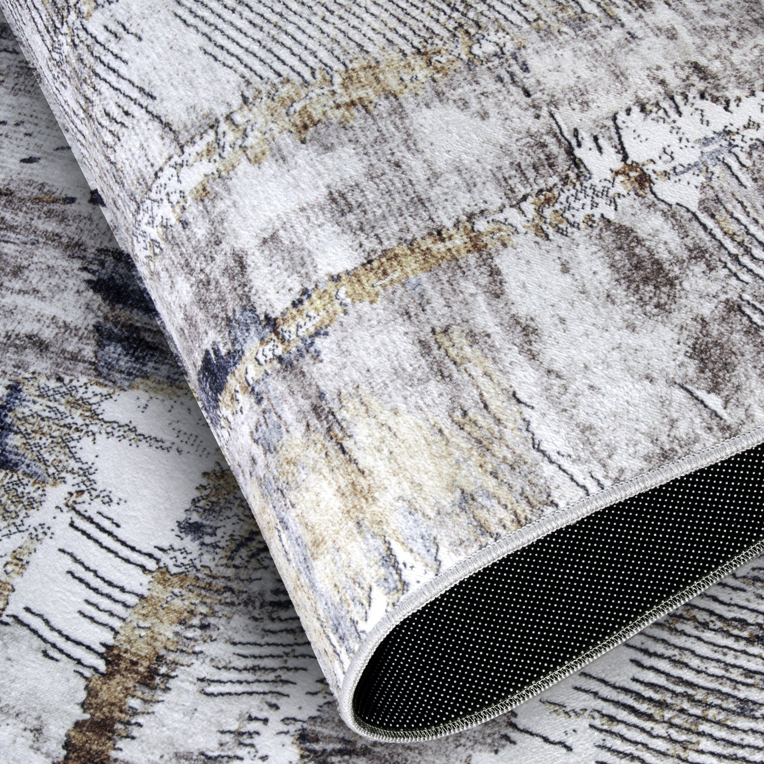 Tapis à motifs Abstrait Anthracite et Or - ELLE Decoration – STUDIO DECO