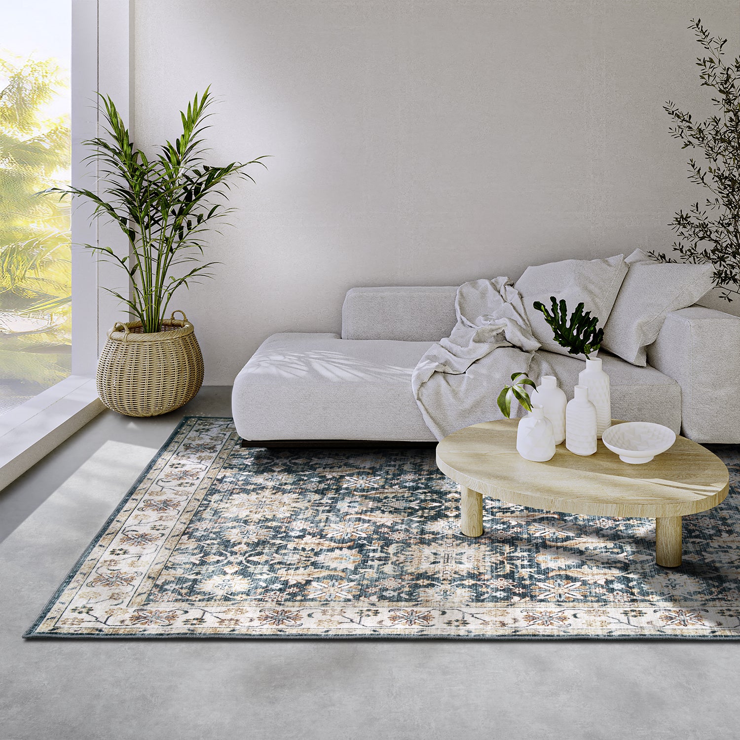 Tapis à motifs Oriental Vintage Bleu Crème - ELLE Decoration – STUDIO DECO