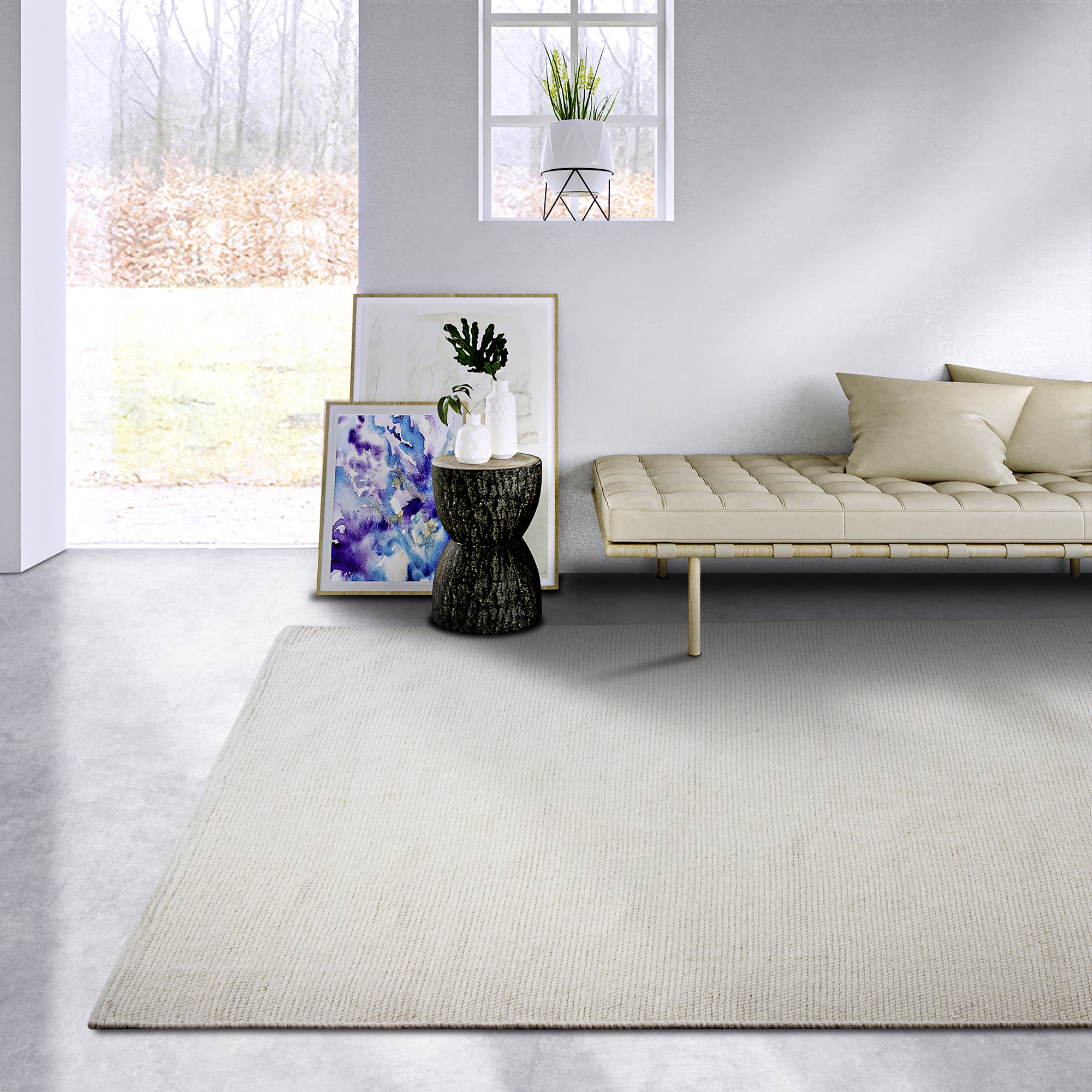 Tapis uni en Laine Blanc Naturel - ELLE Decoration – STUDIO DECO
