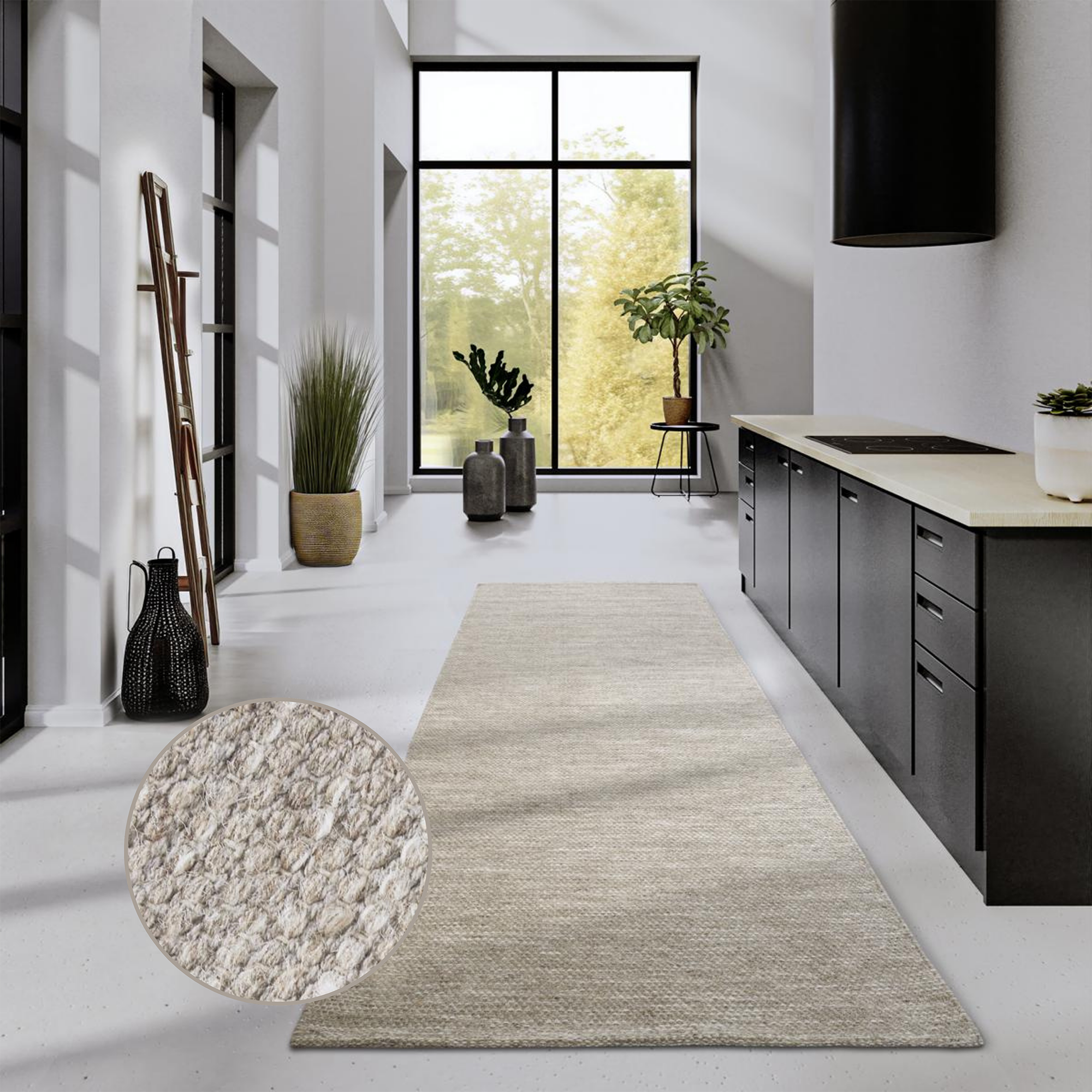 Tapis de couloir uni en Laine Lin Naturel - ELLE Decoration – STUDIO DECO