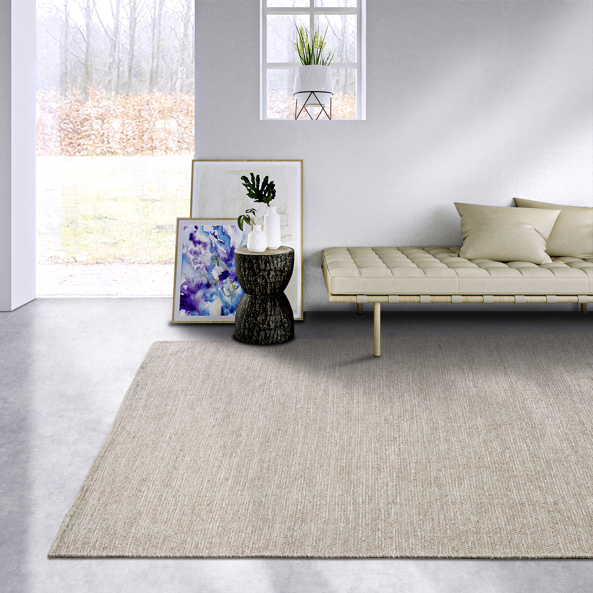 Tapis uni en Laine Lin Naturel - ELLE Decoration – STUDIO DECO