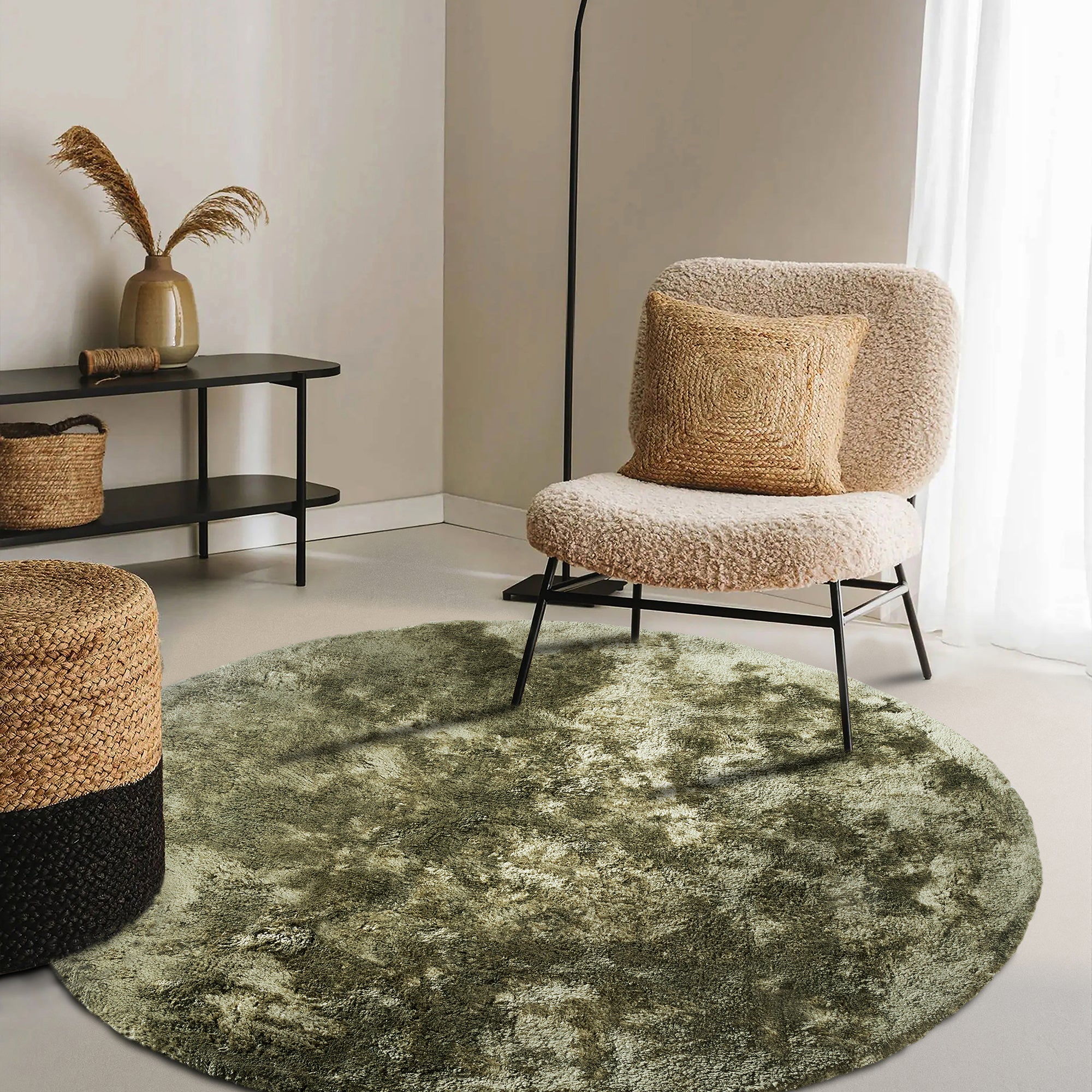 Tapis Rond Moelleux à Poils Longs Vert - ELLE Decoration – STUDIO DECO