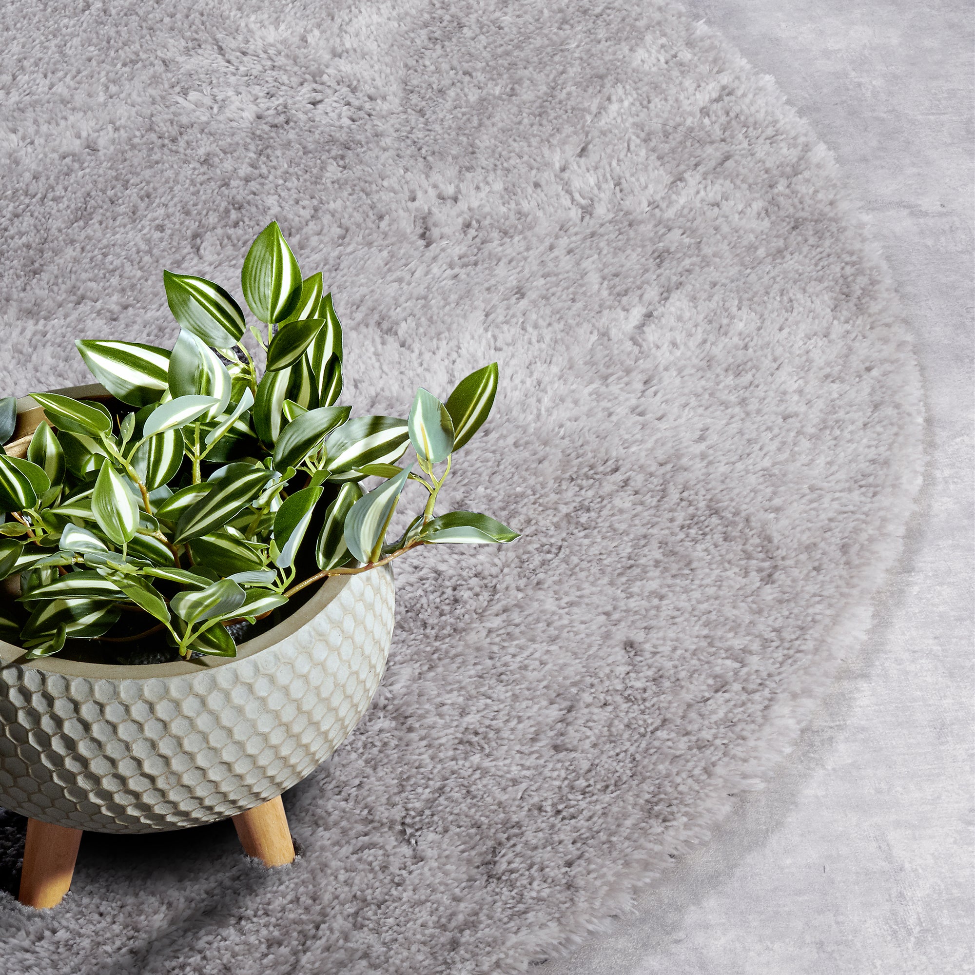 Tapis Rond poils longs 38mm OLA Gris – STUDIO DECO