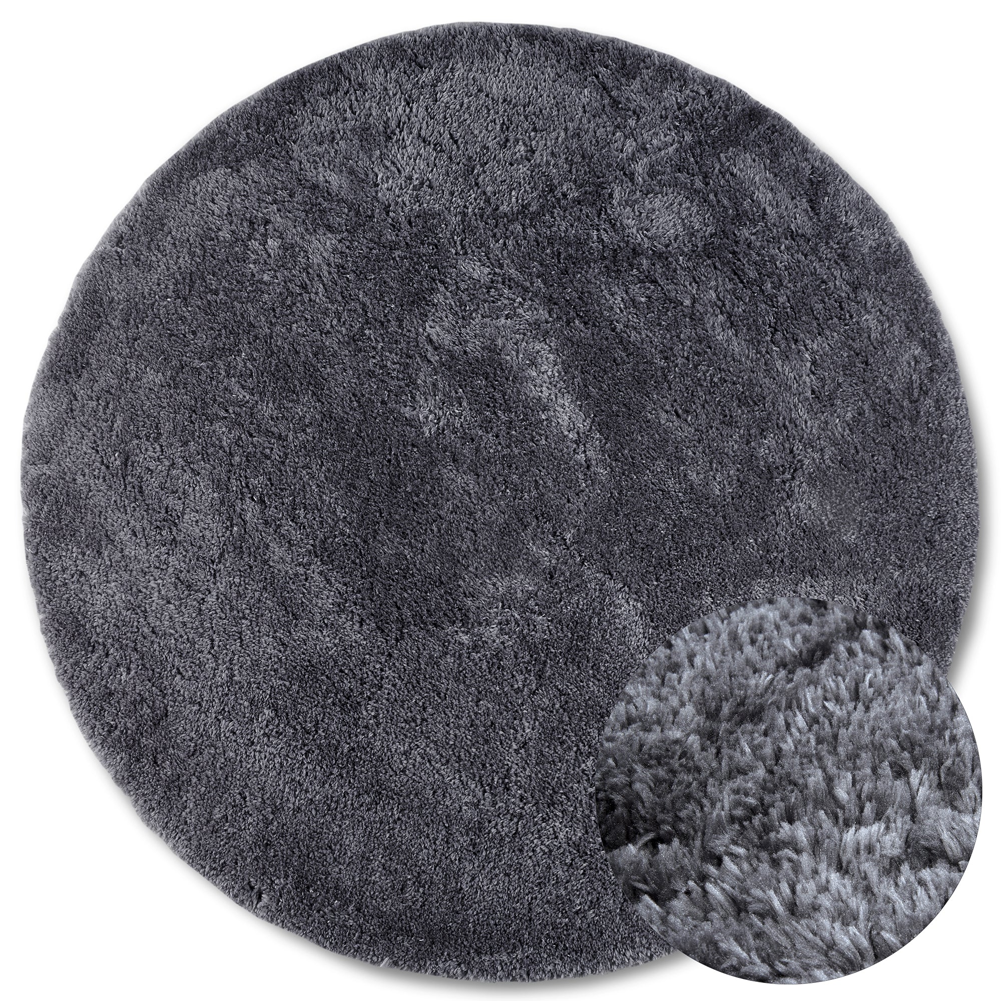 Tapis Rond poils longs 38mm OLA Anthracite – STUDIO DECO