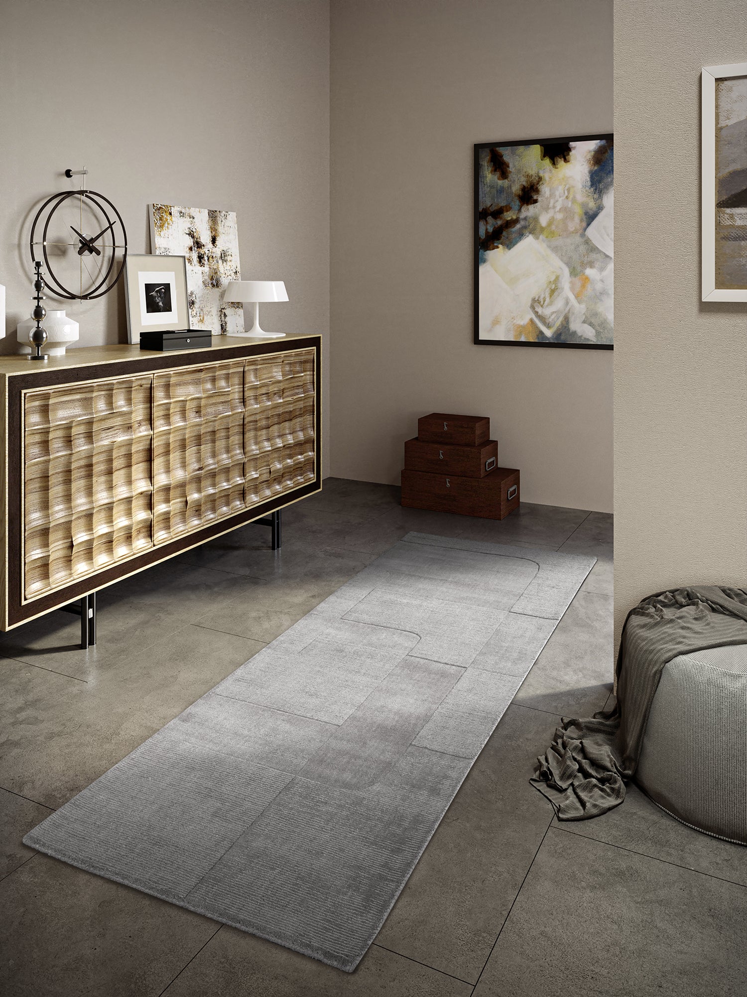 Tapis de couloir tissé à la main en laine Gris - Villeroy & Boch – STUDIO DECO