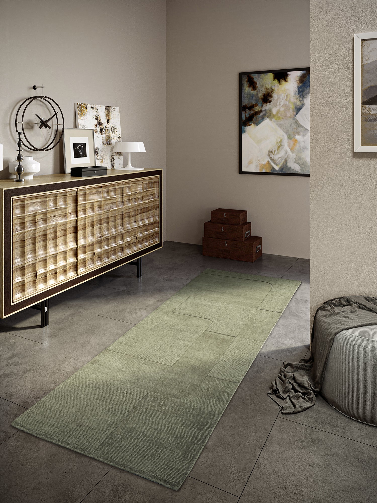 Tapis de couloir tissé à la main en laine Vert - Villeroy & Boch – STUDIO DECO