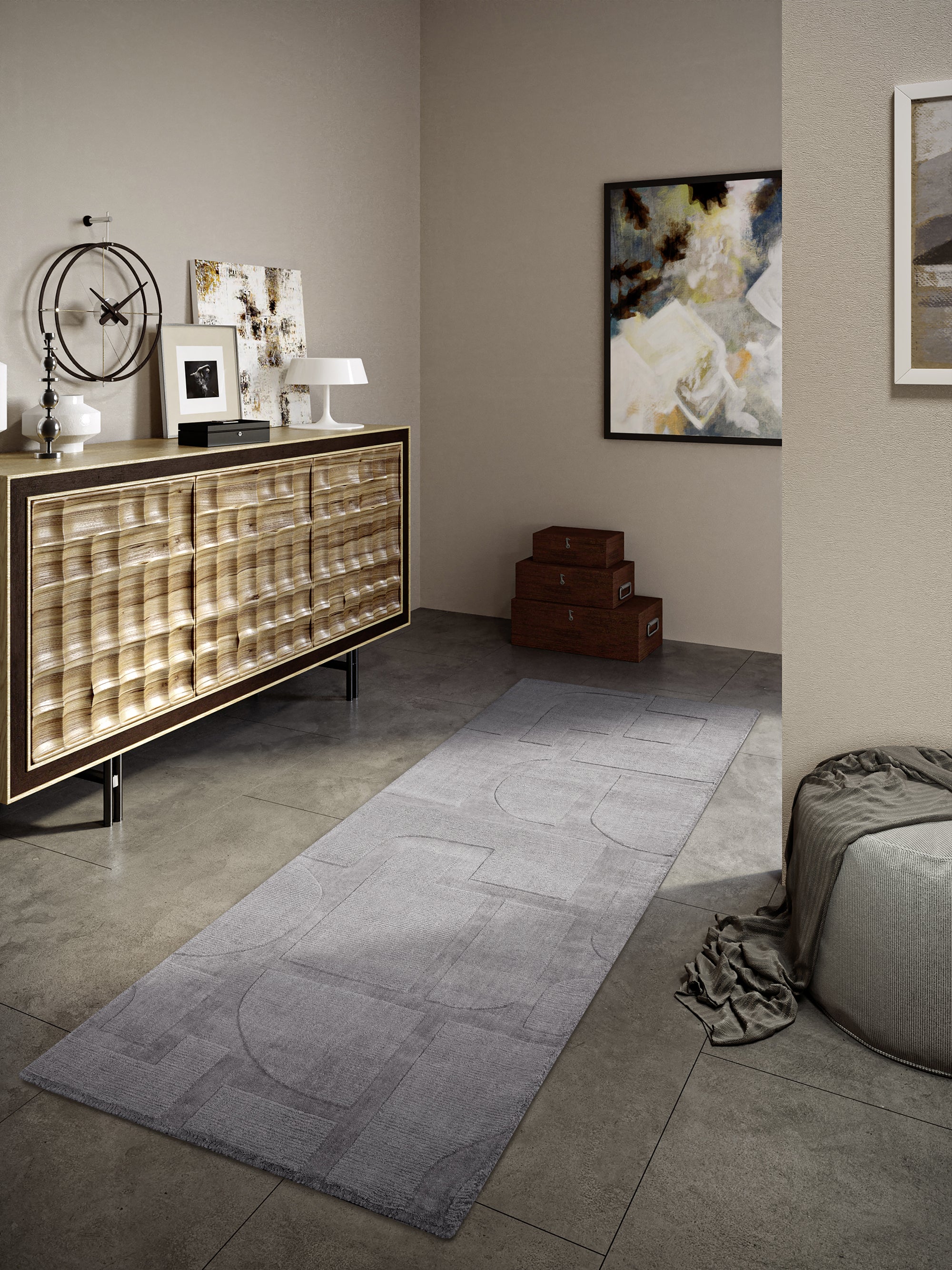 Tapis de couloir tissé à la main en laine Gris - Villeroy & Boch – STUDIO DECO