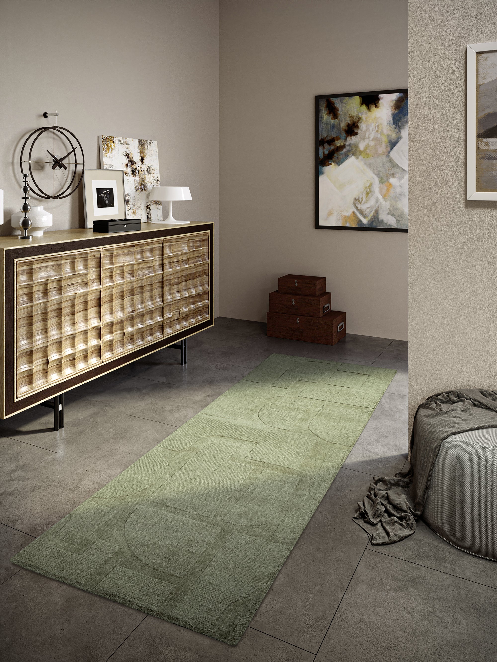 Tapis de couloir tissé à la main en laine Vert - Villeroy & Boch – STUDIO DECO