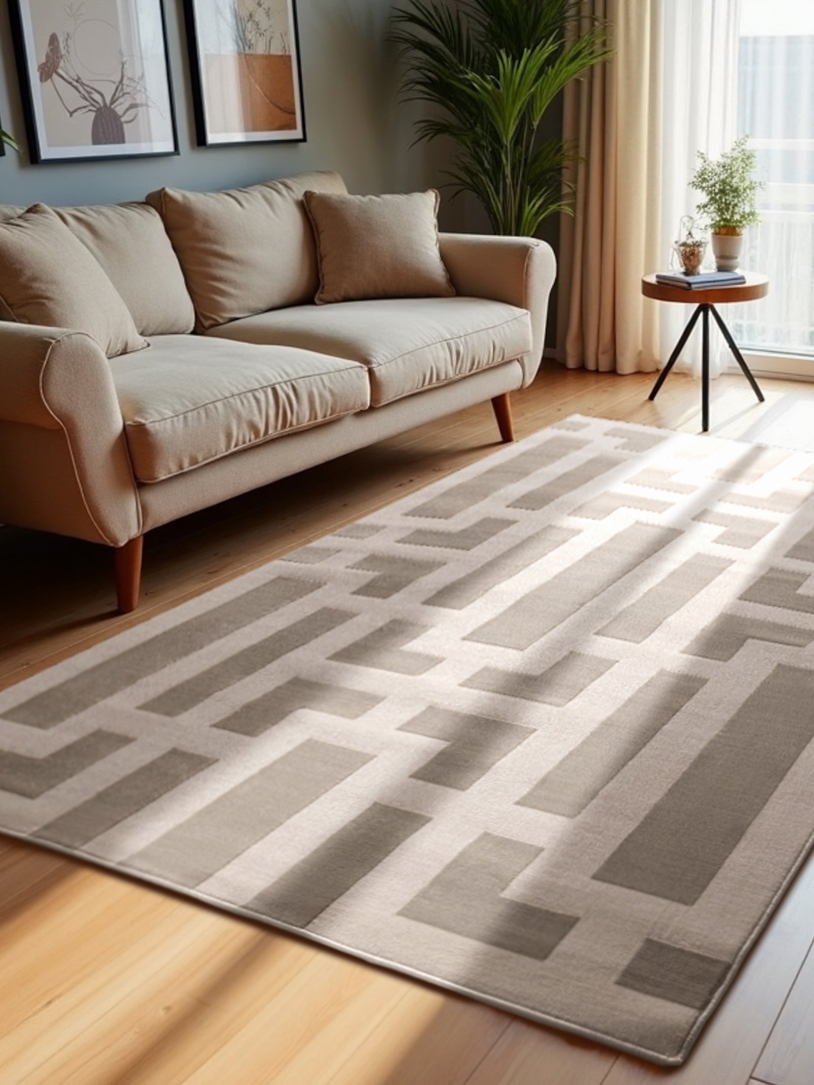 Tapis en relief Abtrait Crème Gris - ELLE Décoration – STUDIO DECO