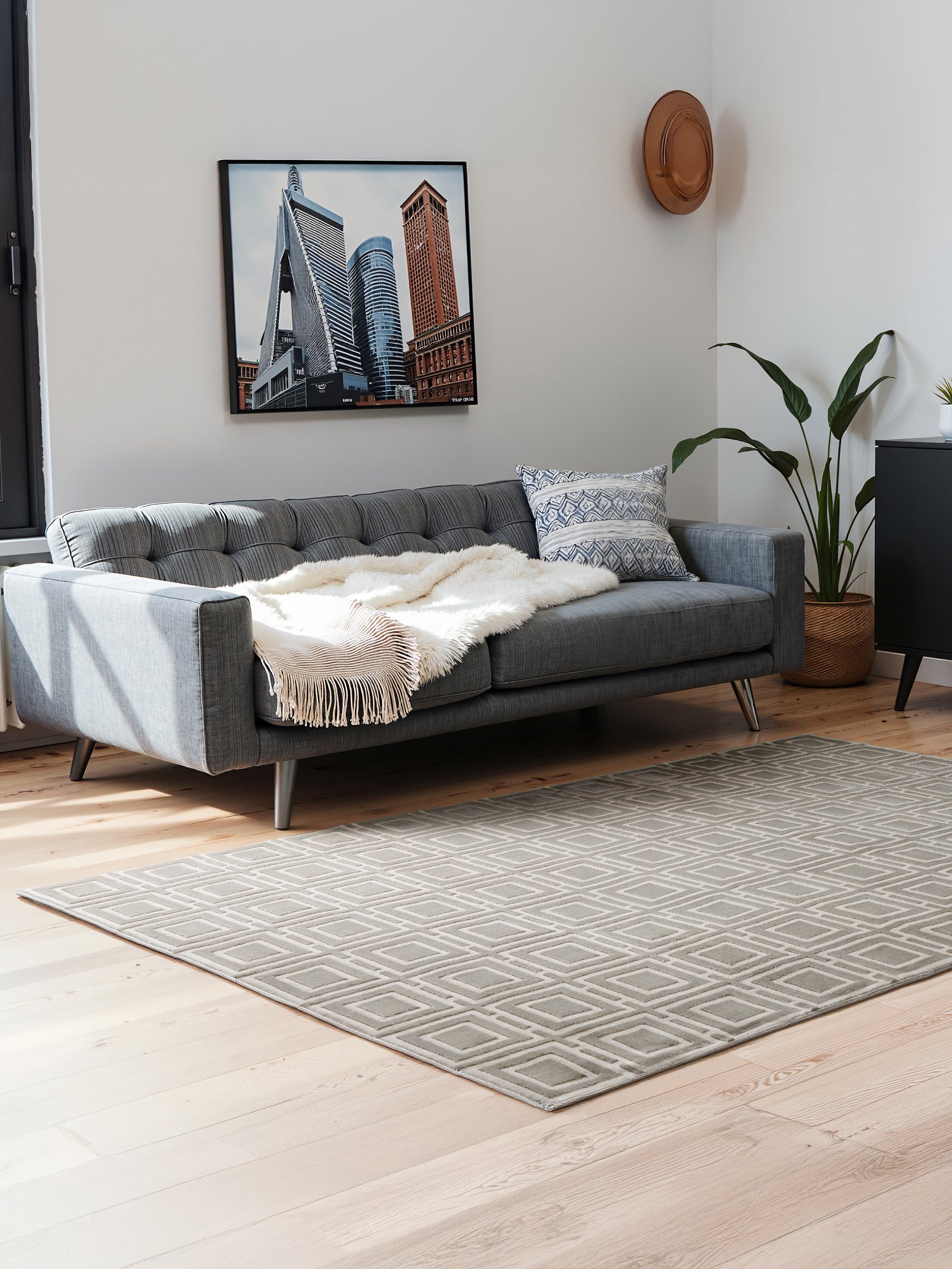 Tapis en relief Carrés Gris - ELLE Décoration – STUDIO DECO