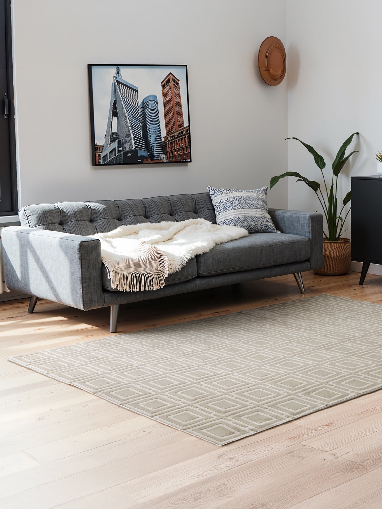 Tapis en relief Carrés Crème - ELLE Décoration – STUDIO DECO