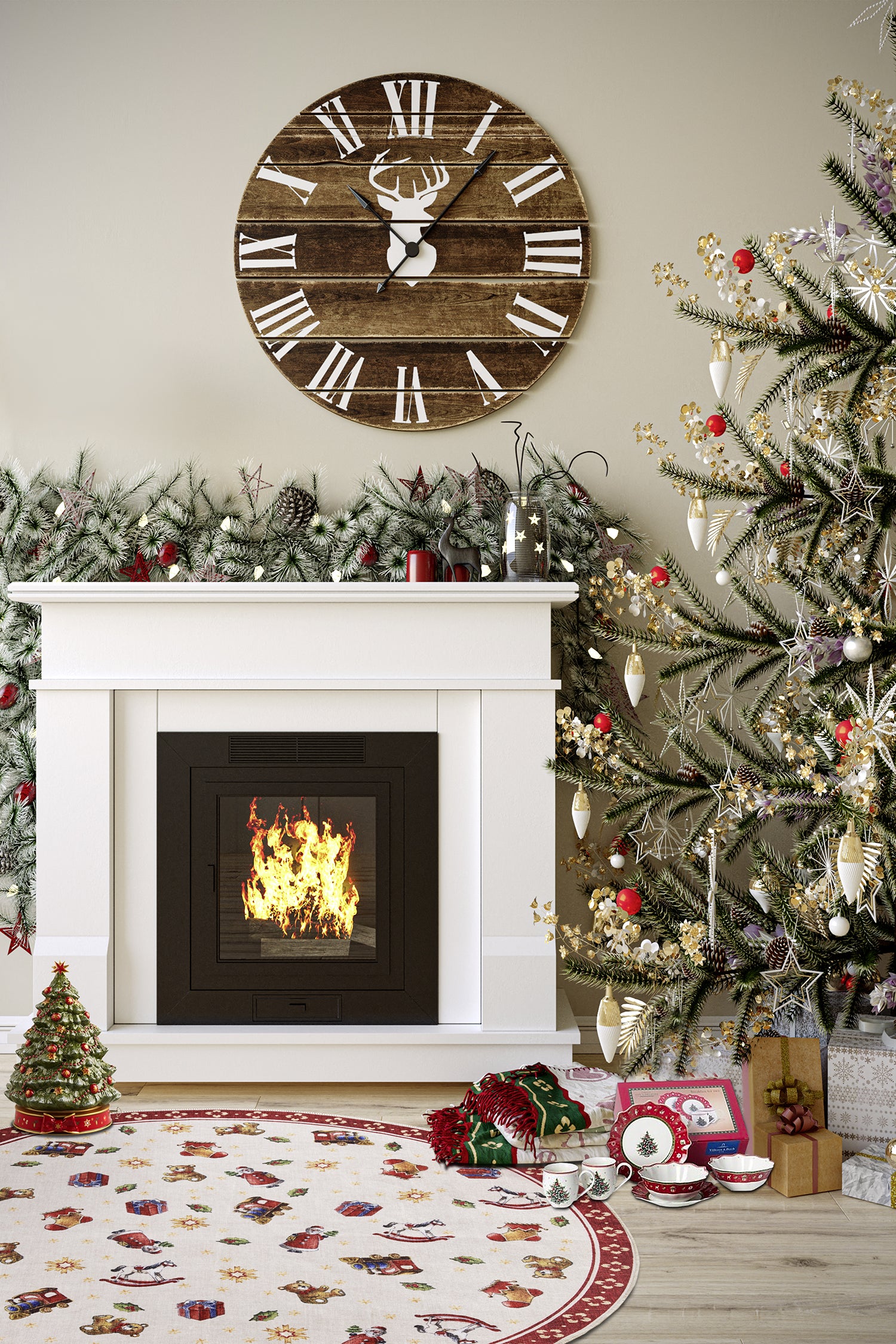 Tapis De Noël Rond Wonderland Rouge – STUDIO DECO