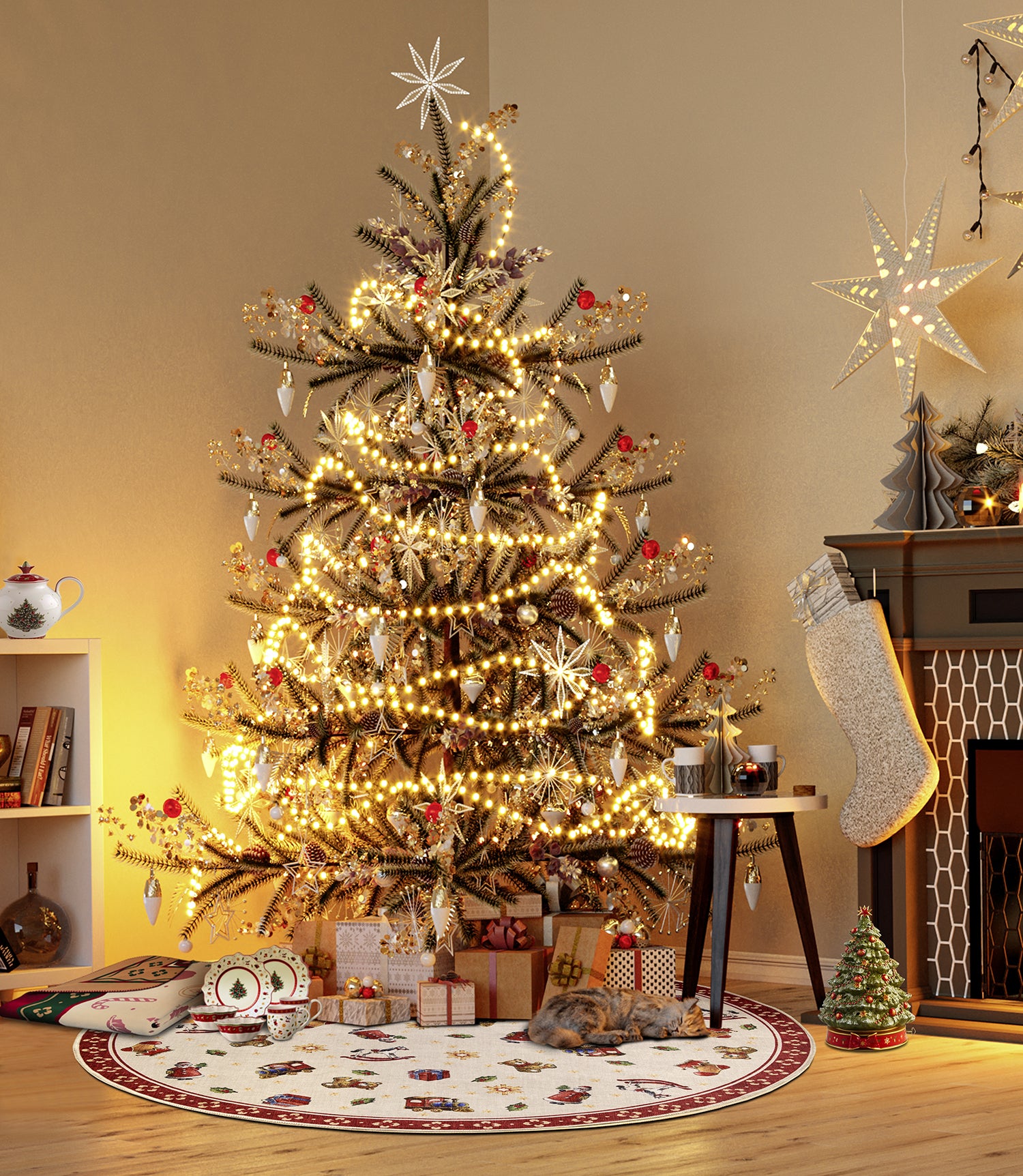 Tapis De Noël Rond Wonderland Rouge – STUDIO DECO