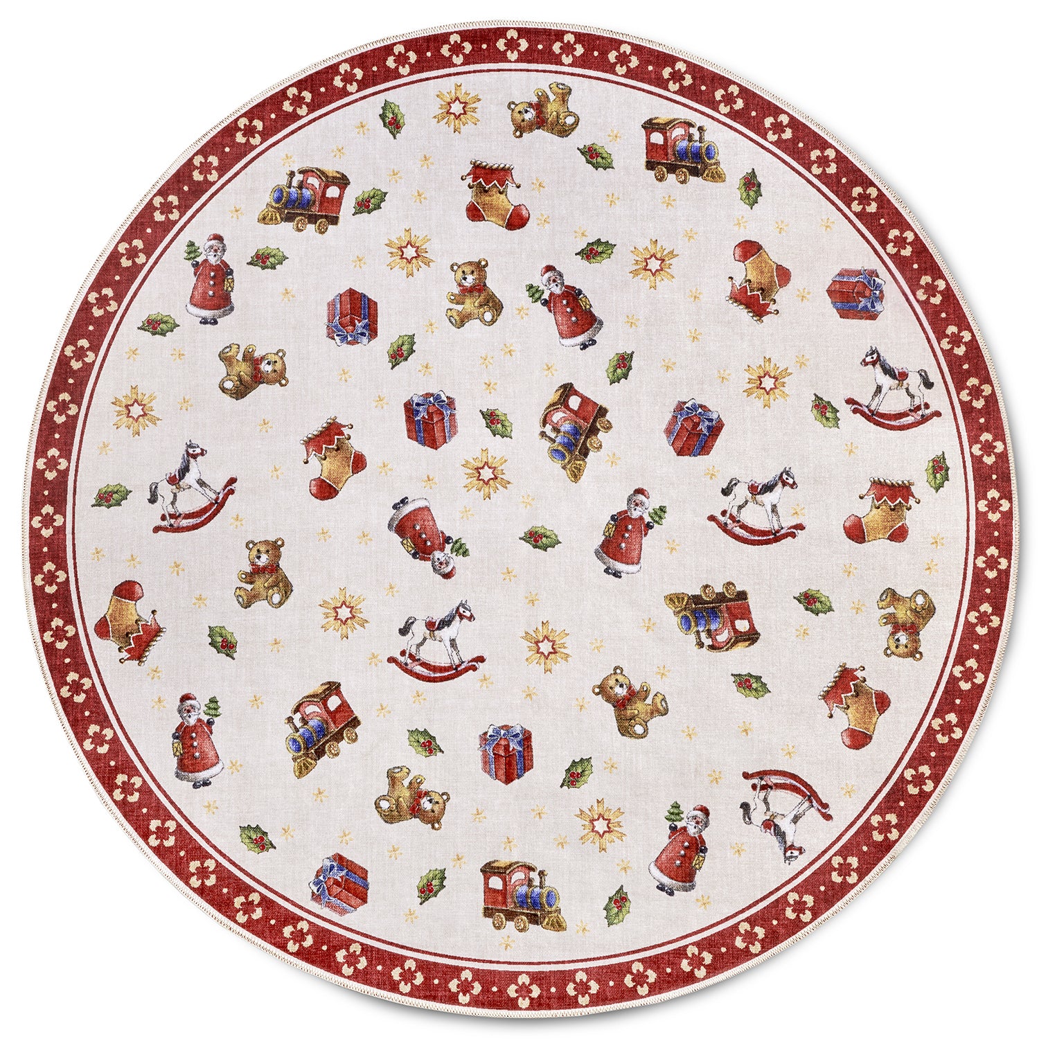 Tapis De Noël Rond Wonderland Rouge – STUDIO DECO