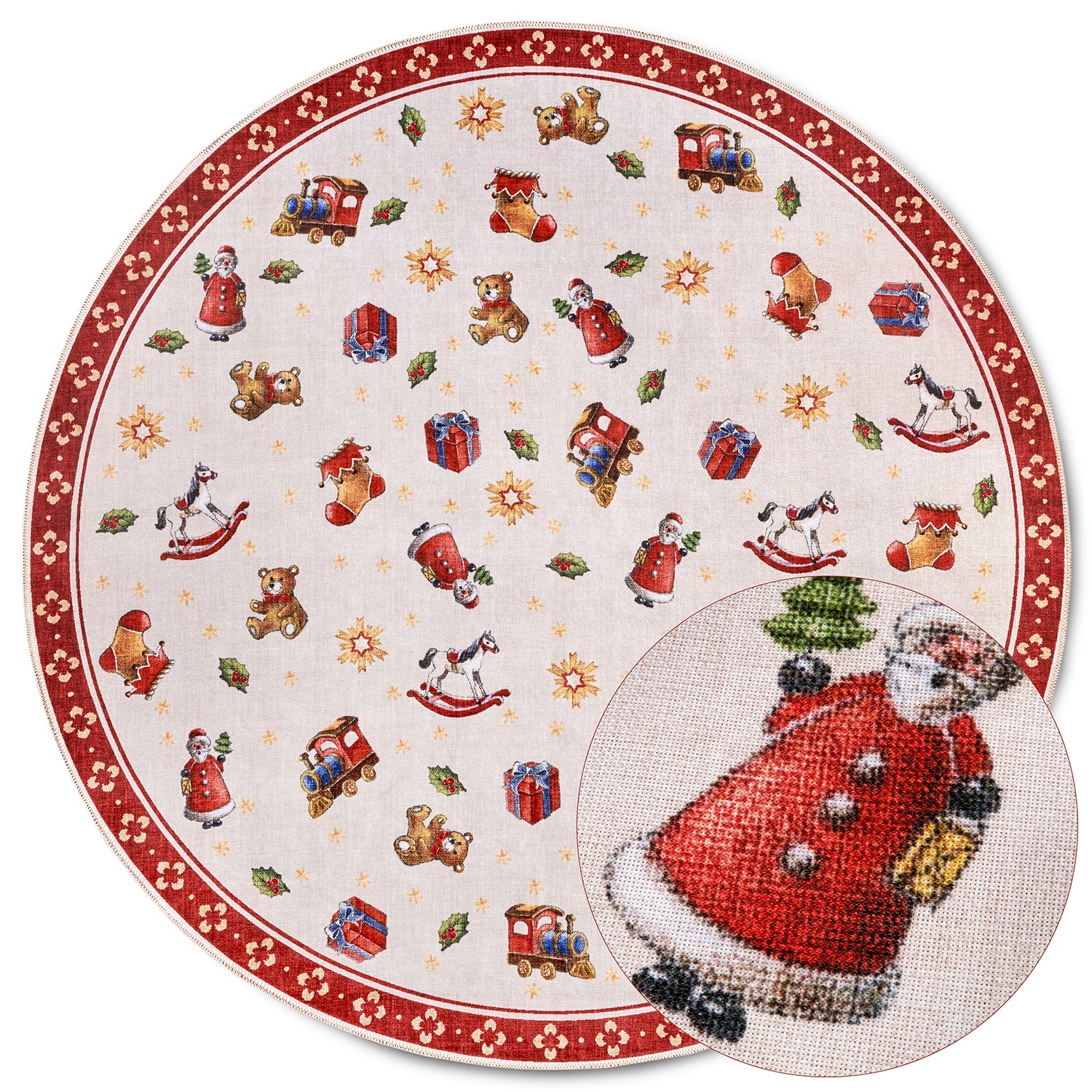 Tapis De Noël Rond Wonderland Rouge – STUDIO DECO