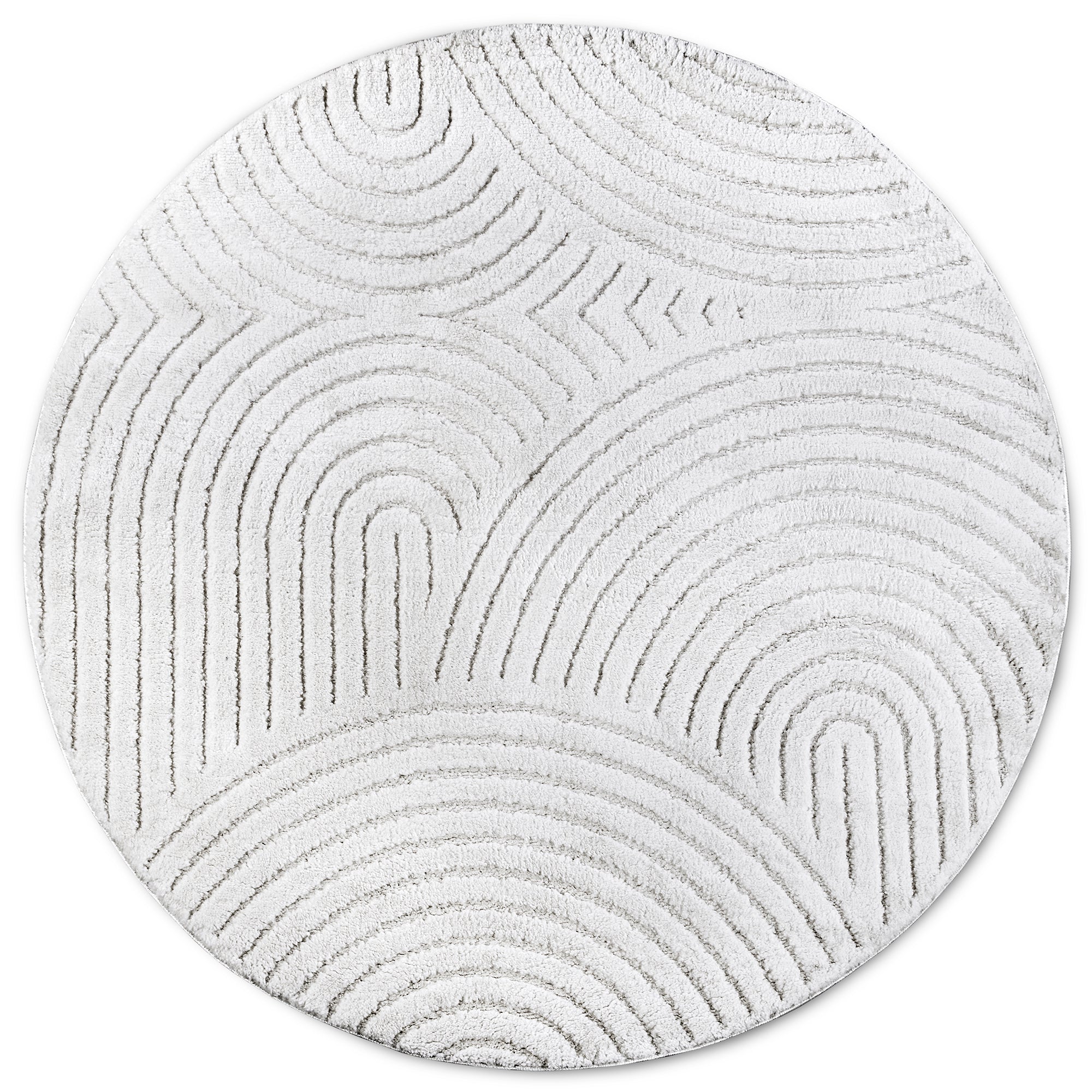 Tapis Rond motifs relief Crème - ELLE Decoration – STUDIO DECO