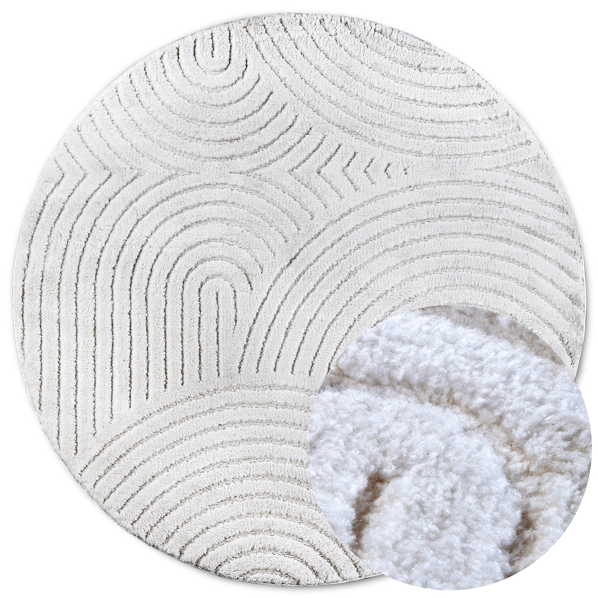 Tapis Rond motifs relief Crème - ELLE Decoration – STUDIO DECO