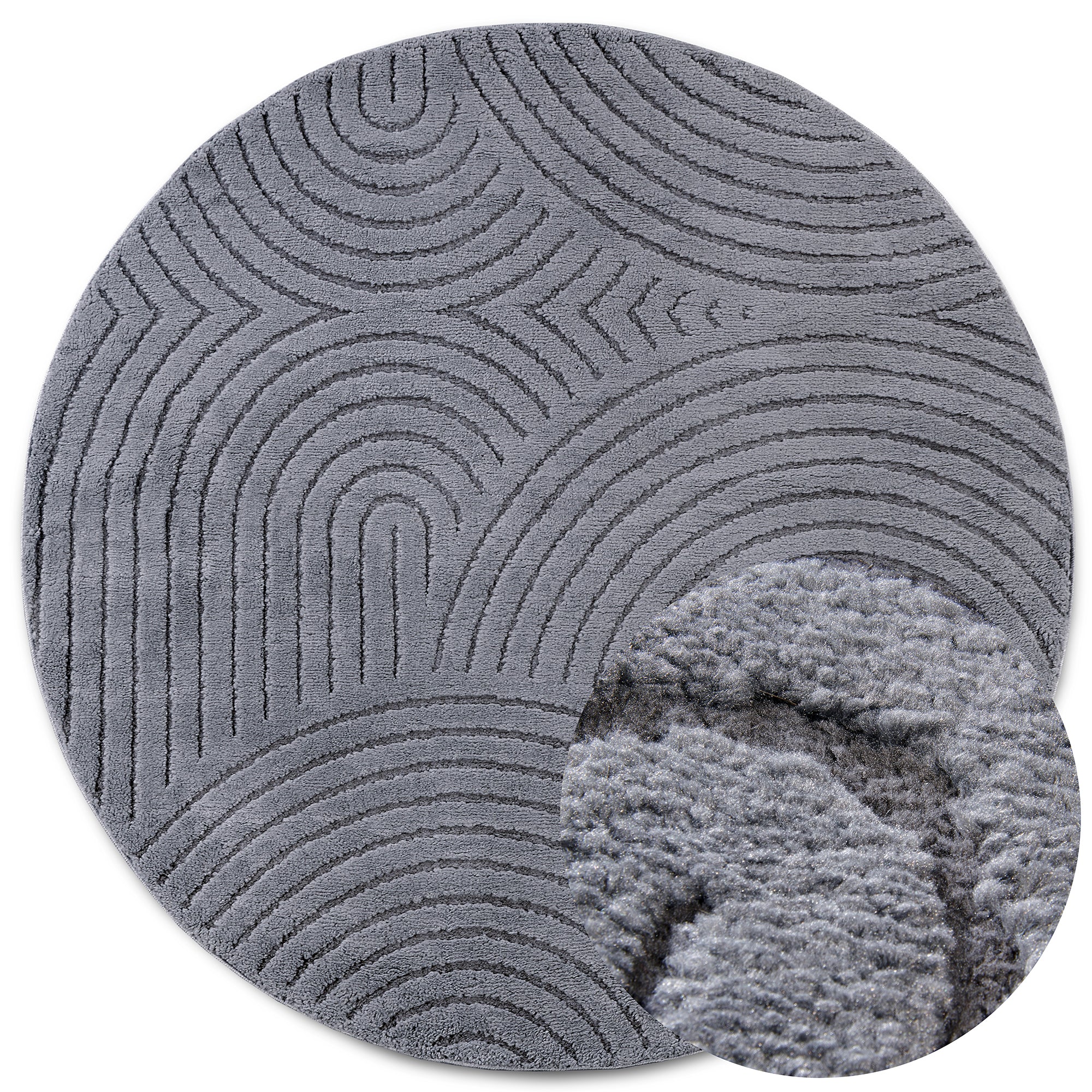 Tapis DEPT Rond à Relief Gris Anthracite - ELLE Décoration – STUDIO DECO