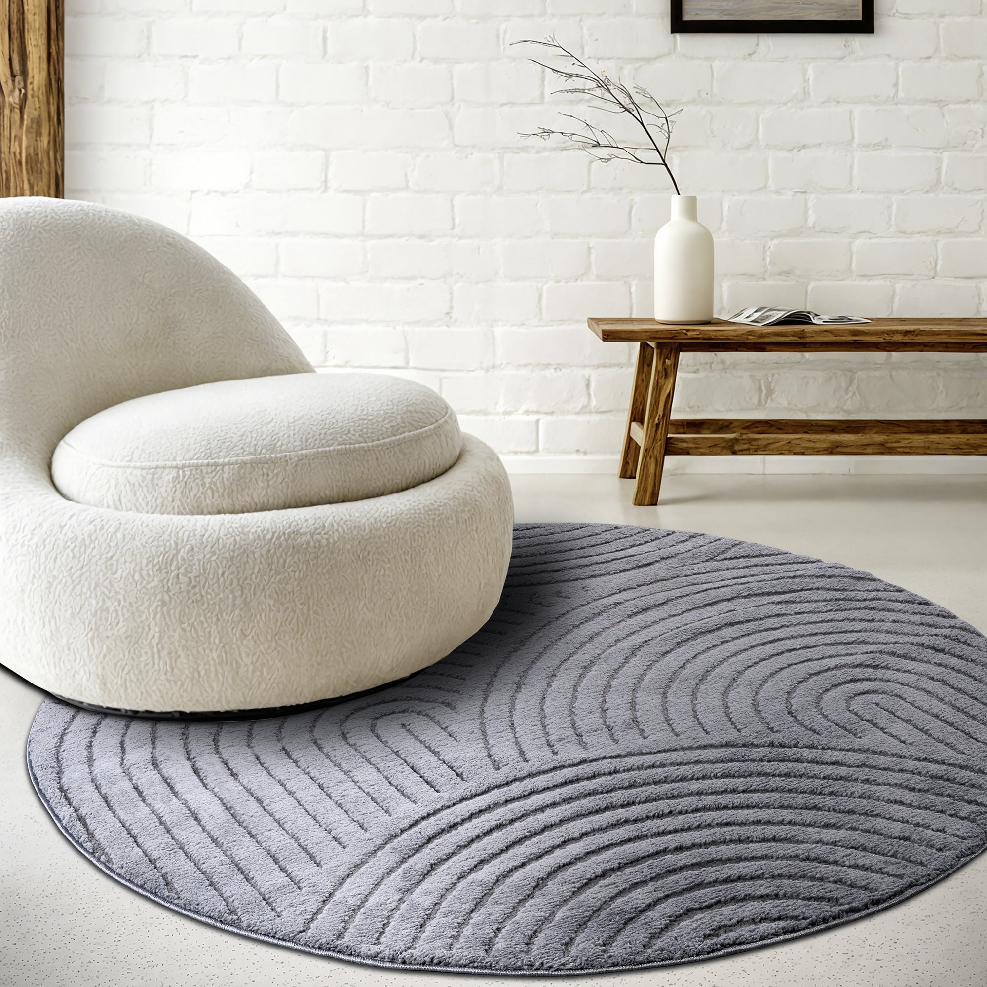 Tapis DEPT Rond à Relief Gris Anthracite - ELLE Décoration – STUDIO DECO