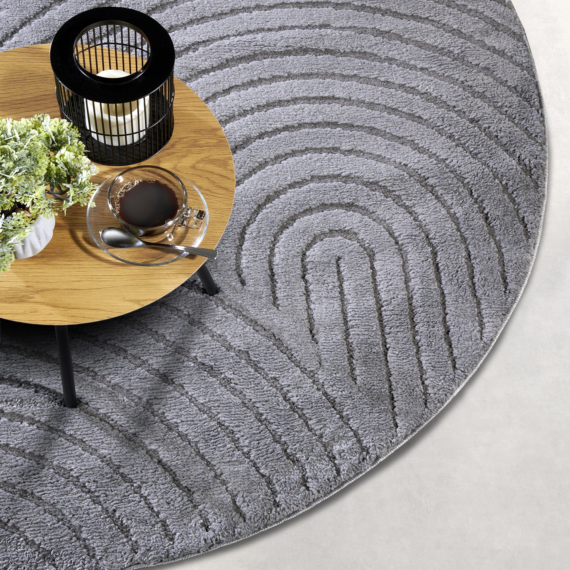 Tapis DEPT Rond à Relief Gris Anthracite - ELLE Décoration – STUDIO DECO