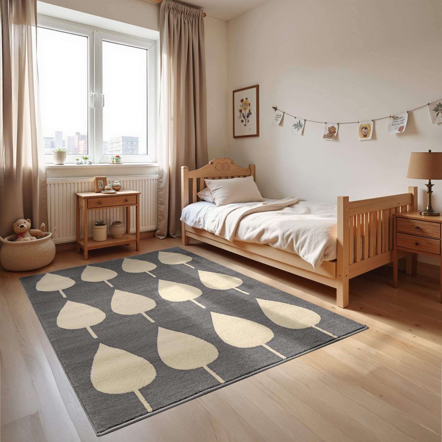 Tapis Enfant LEAVES Bleu – STUDIO DECO