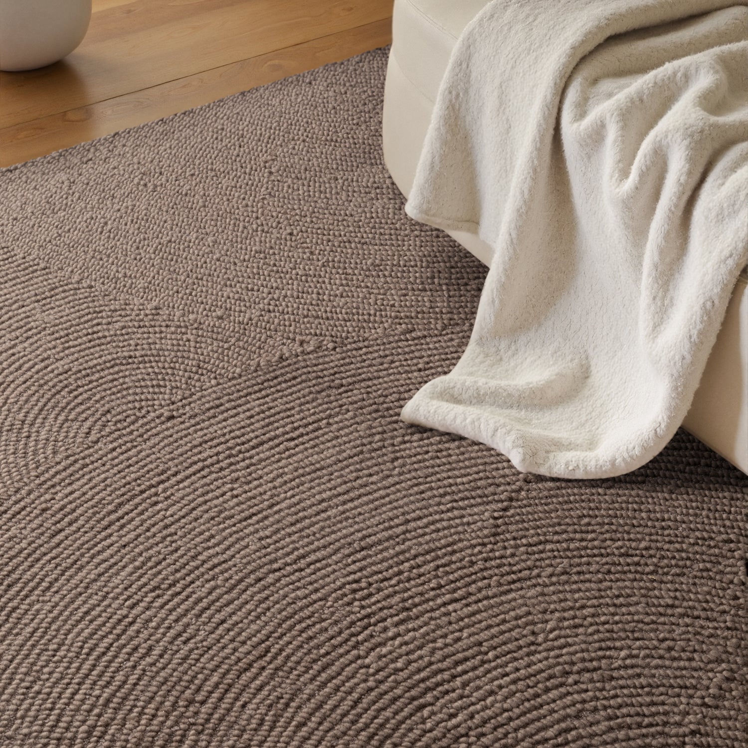 Tapis Laine ELENA motifs arcs Taupe – STUDIO DECO