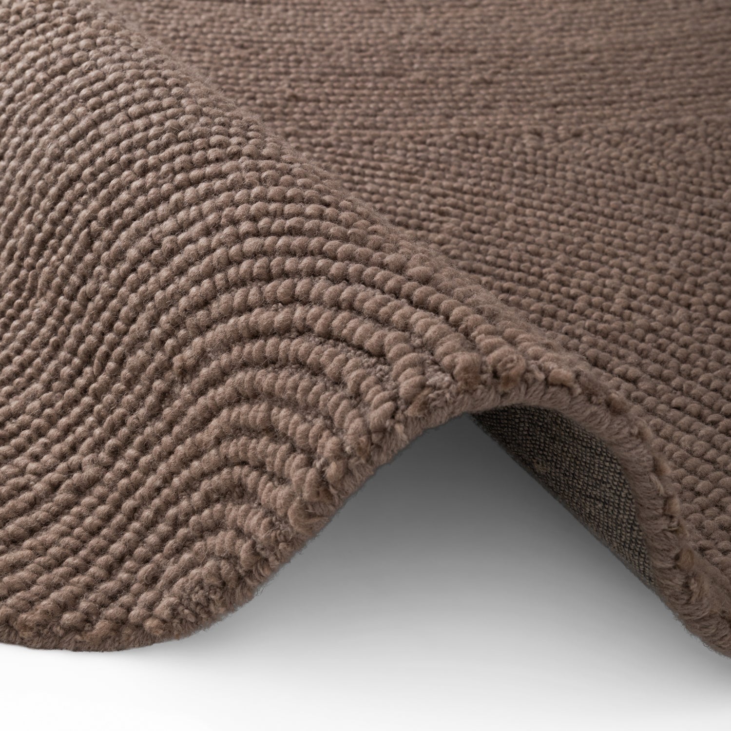 Tapis Rond Laine ELENA motifs arcs Taupe – STUDIO DECO