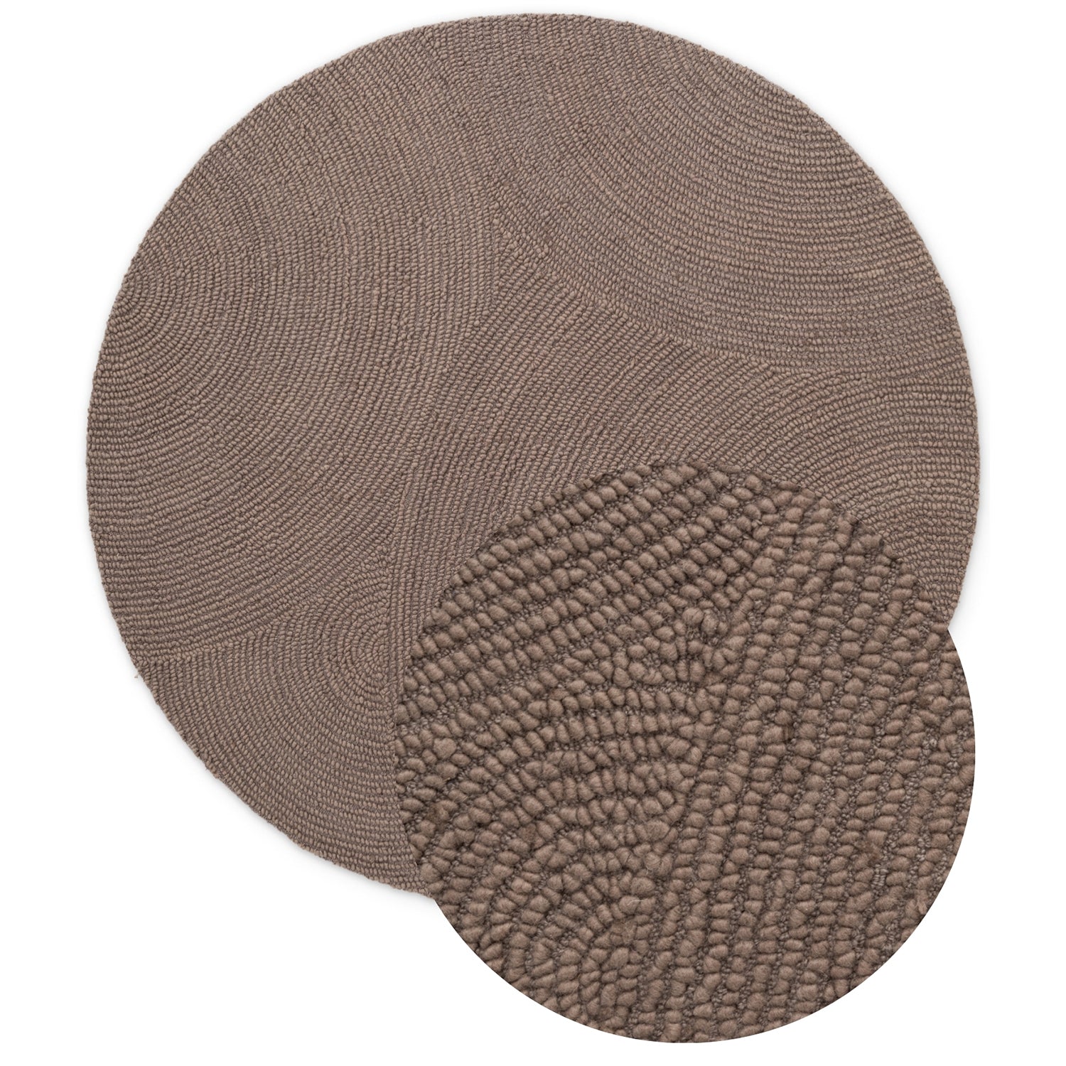 Tapis Rond Laine ELENA motifs arcs Taupe – STUDIO DECO