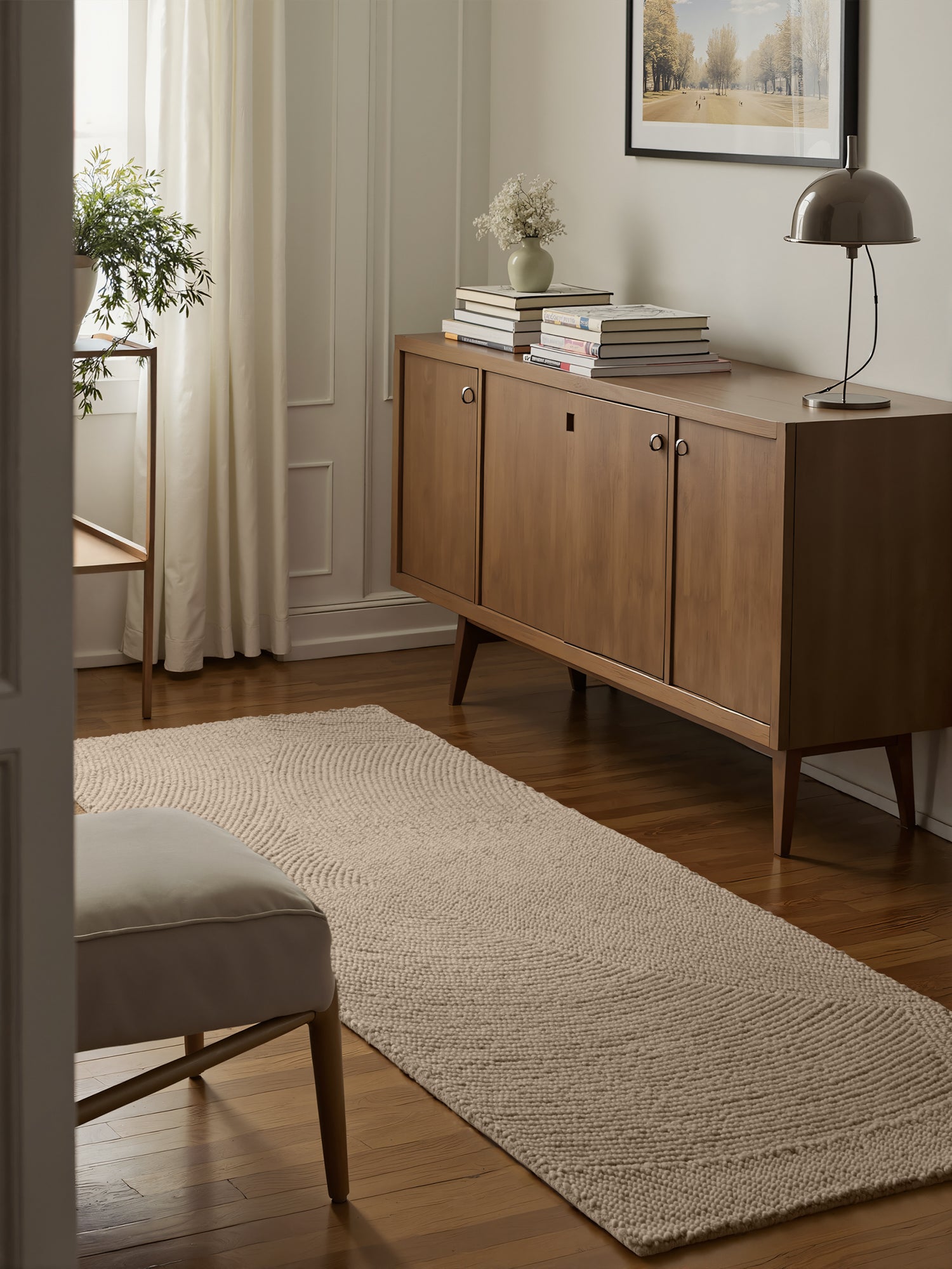 Tapis Laine ELENA motifs arcs Beige – STUDIO DECO