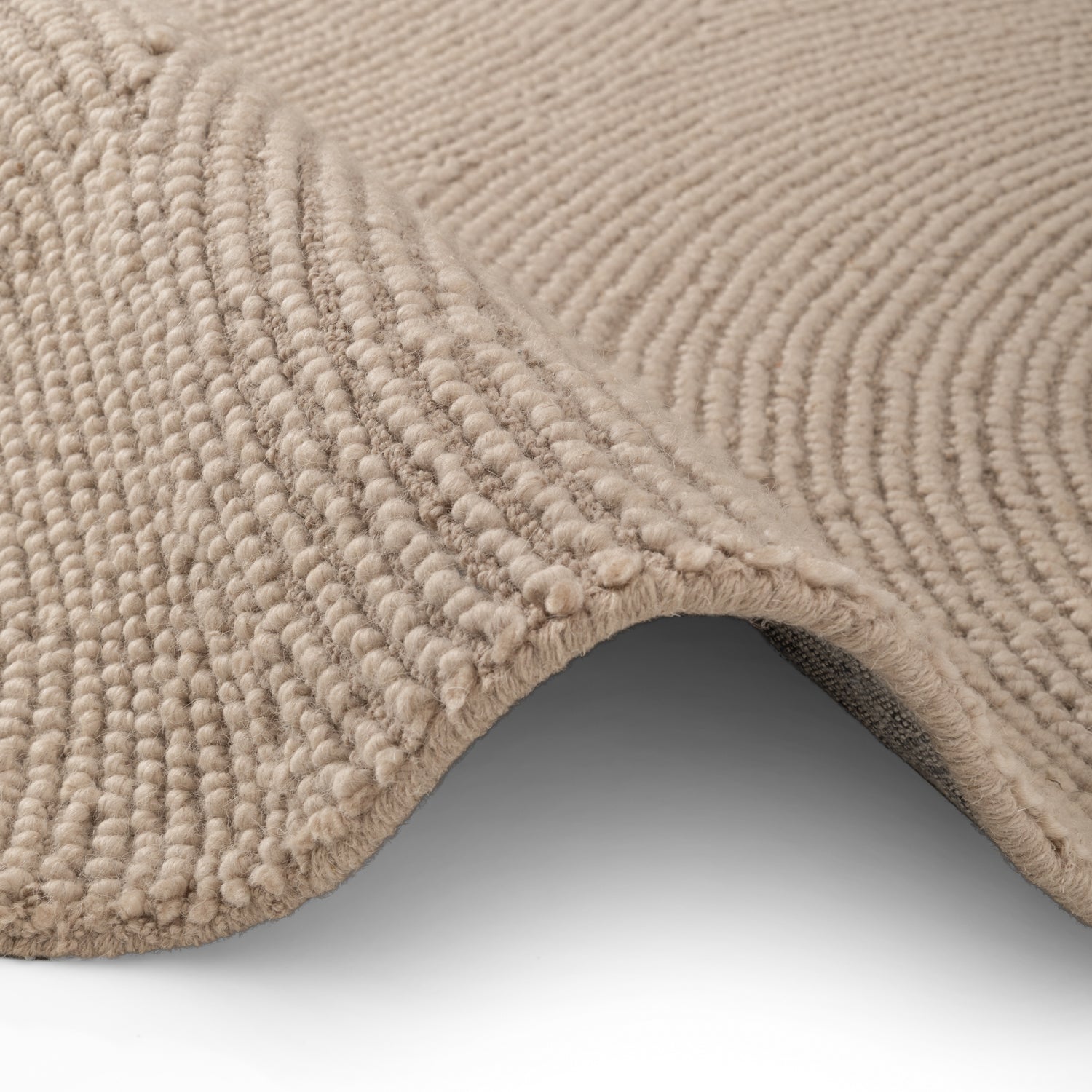 Tapis Rond Laine ELENA motifs arcs Beige – STUDIO DECO