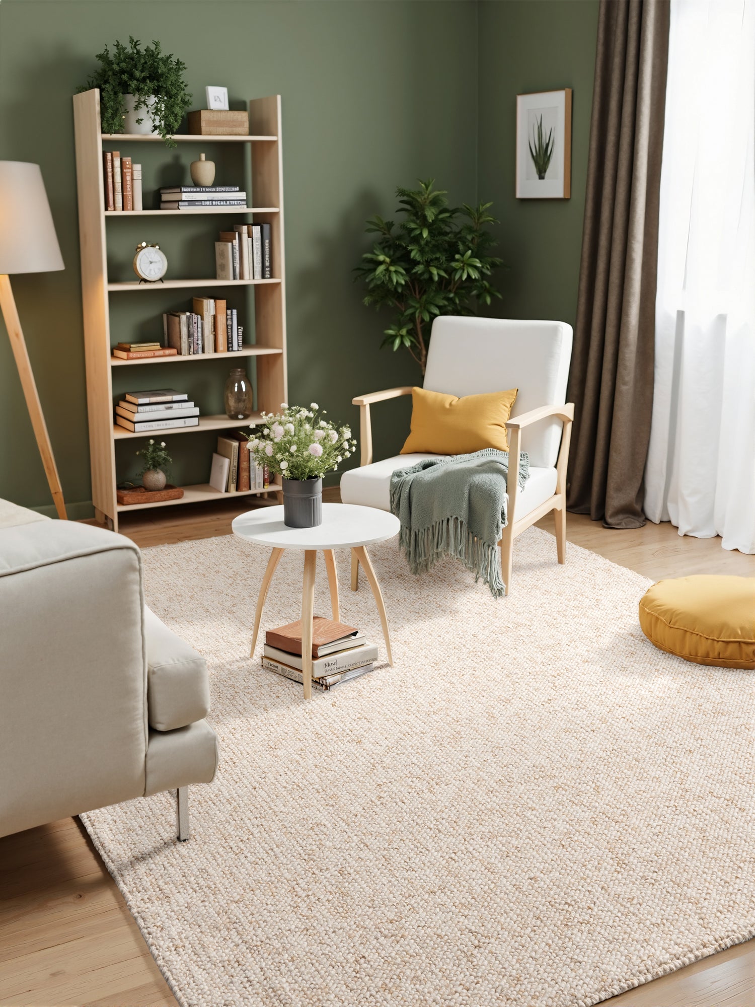 Tapis Bouclé aspect laine Crème – STUDIO DECO