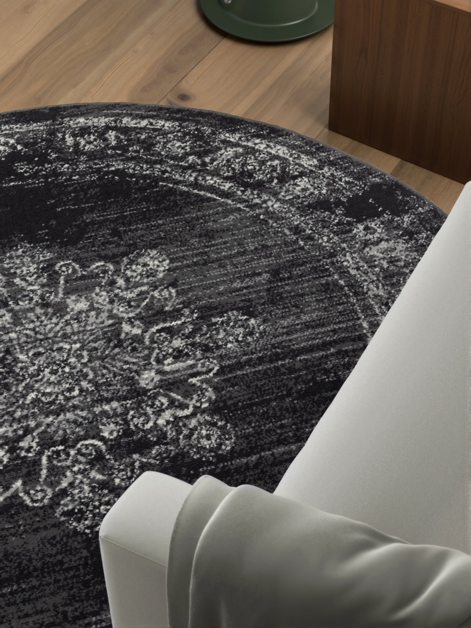 Tapis rond vintage médaillon Anthracite – STUDIO DECO