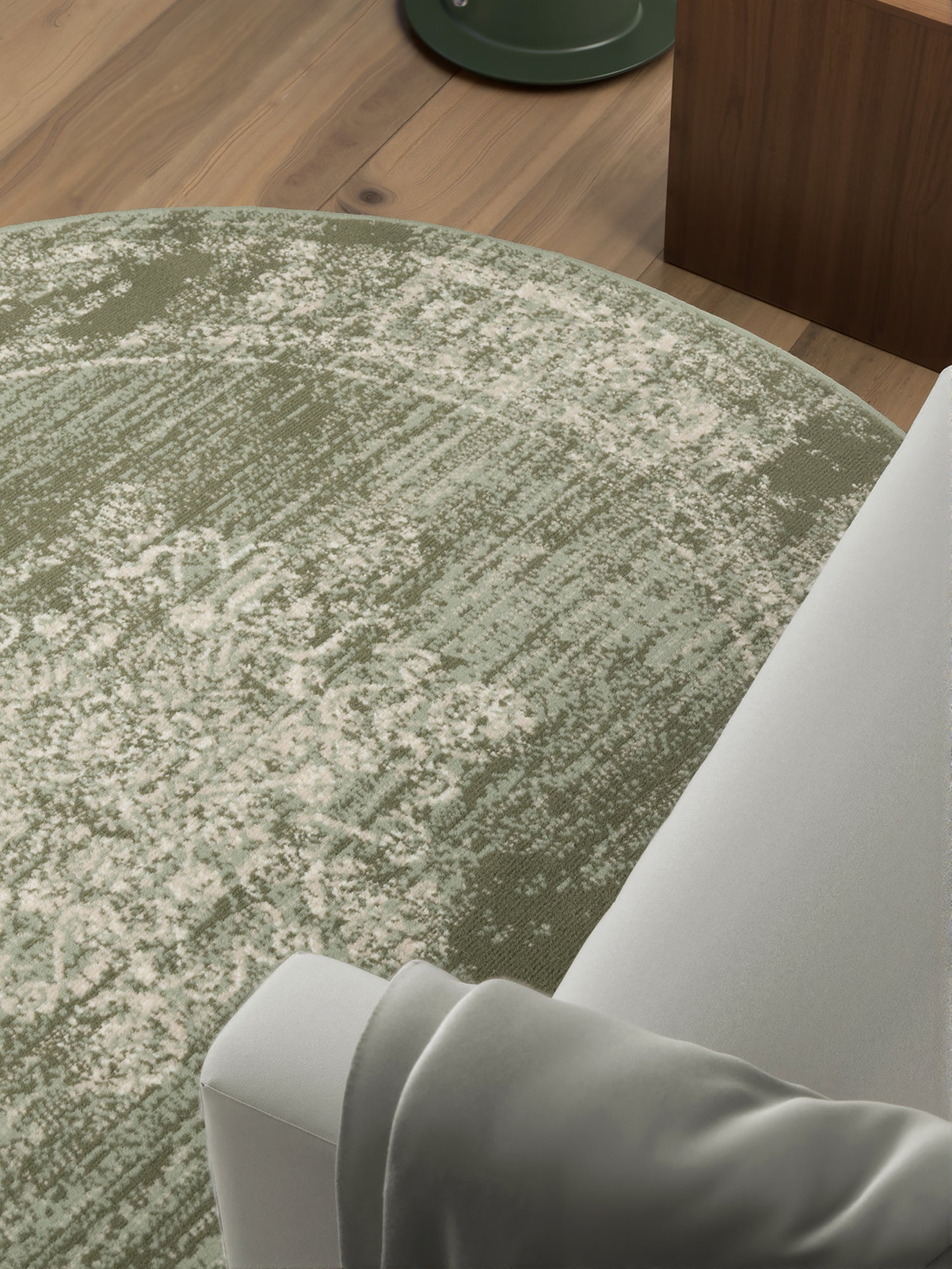 Tapis rond vintage médaillon Vert Menthe – STUDIO DECO