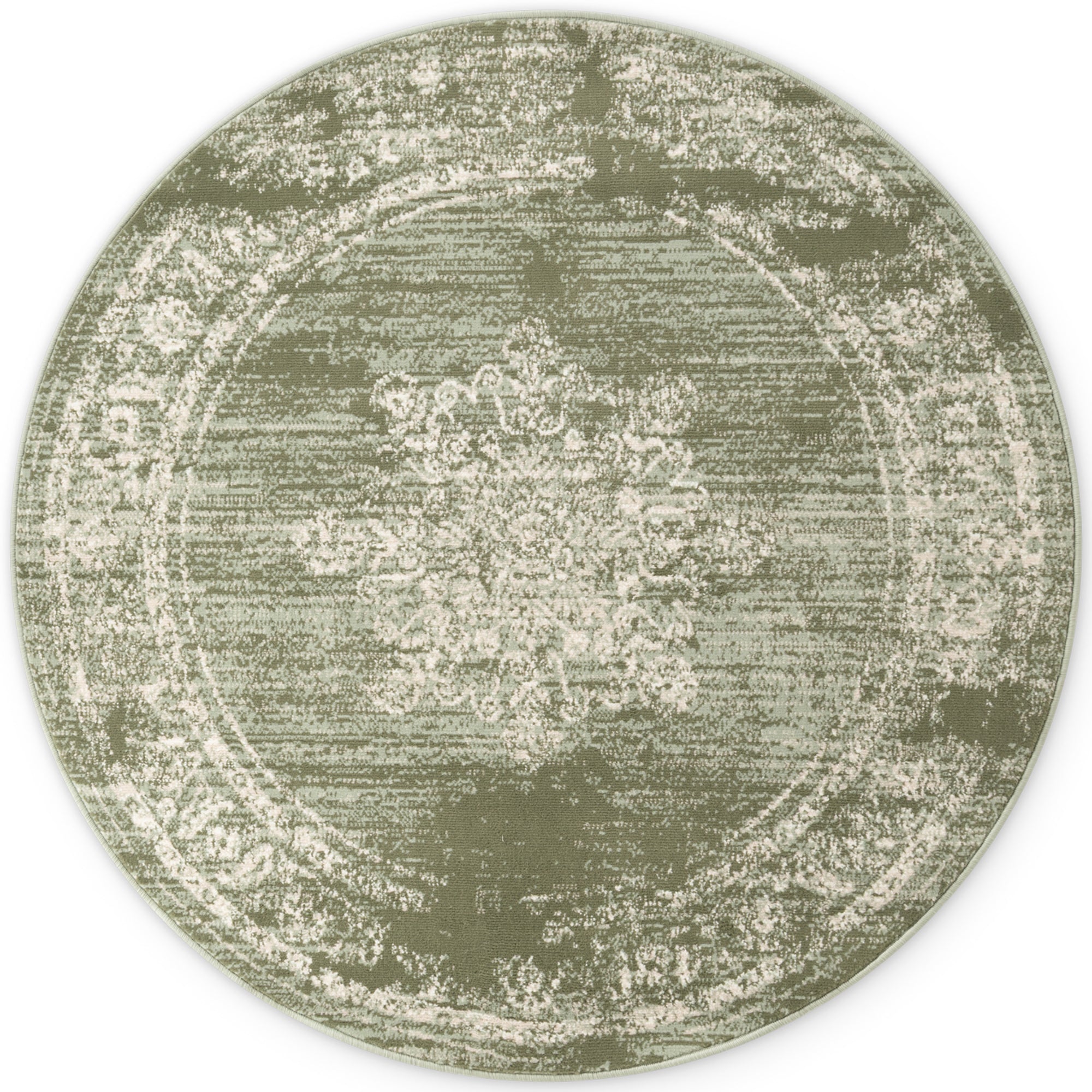 Tapis rond vintage médaillon Vert Menthe – STUDIO DECO