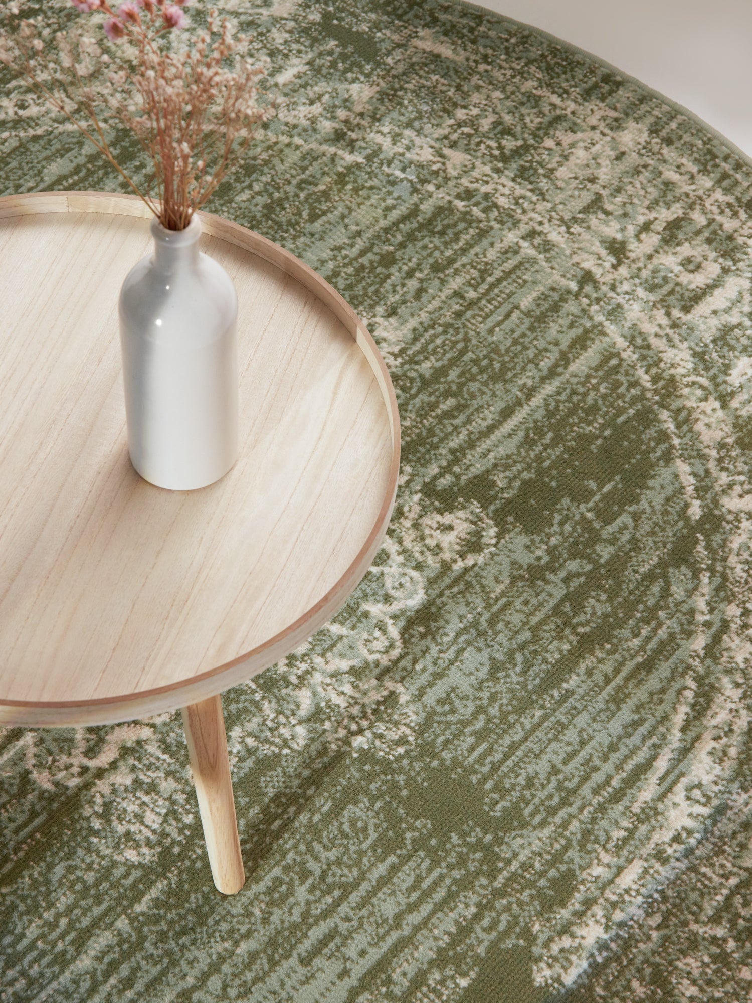 Tapis rond vintage médaillon Vert Menthe – STUDIO DECO