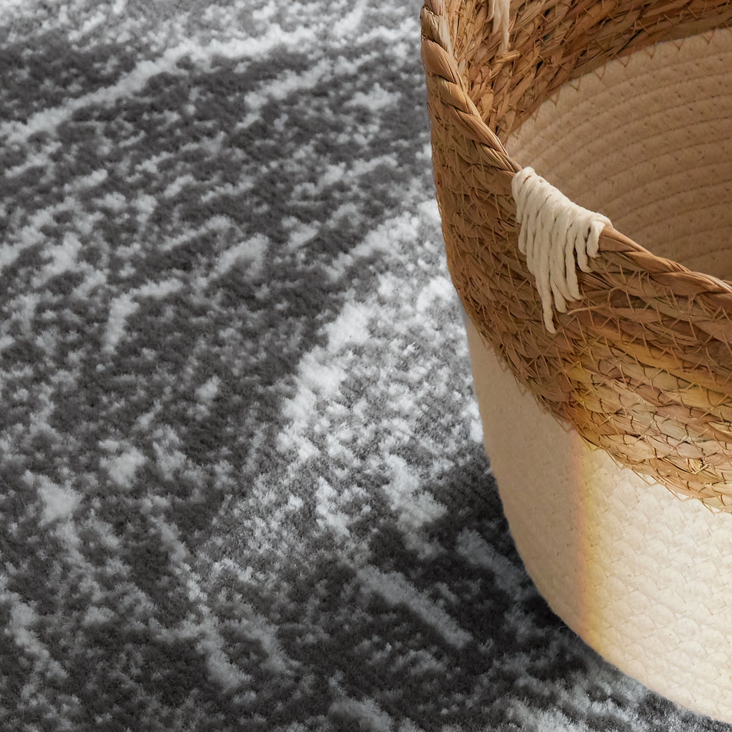 Tapis rond vintage abstrait Gris – STUDIO DECO